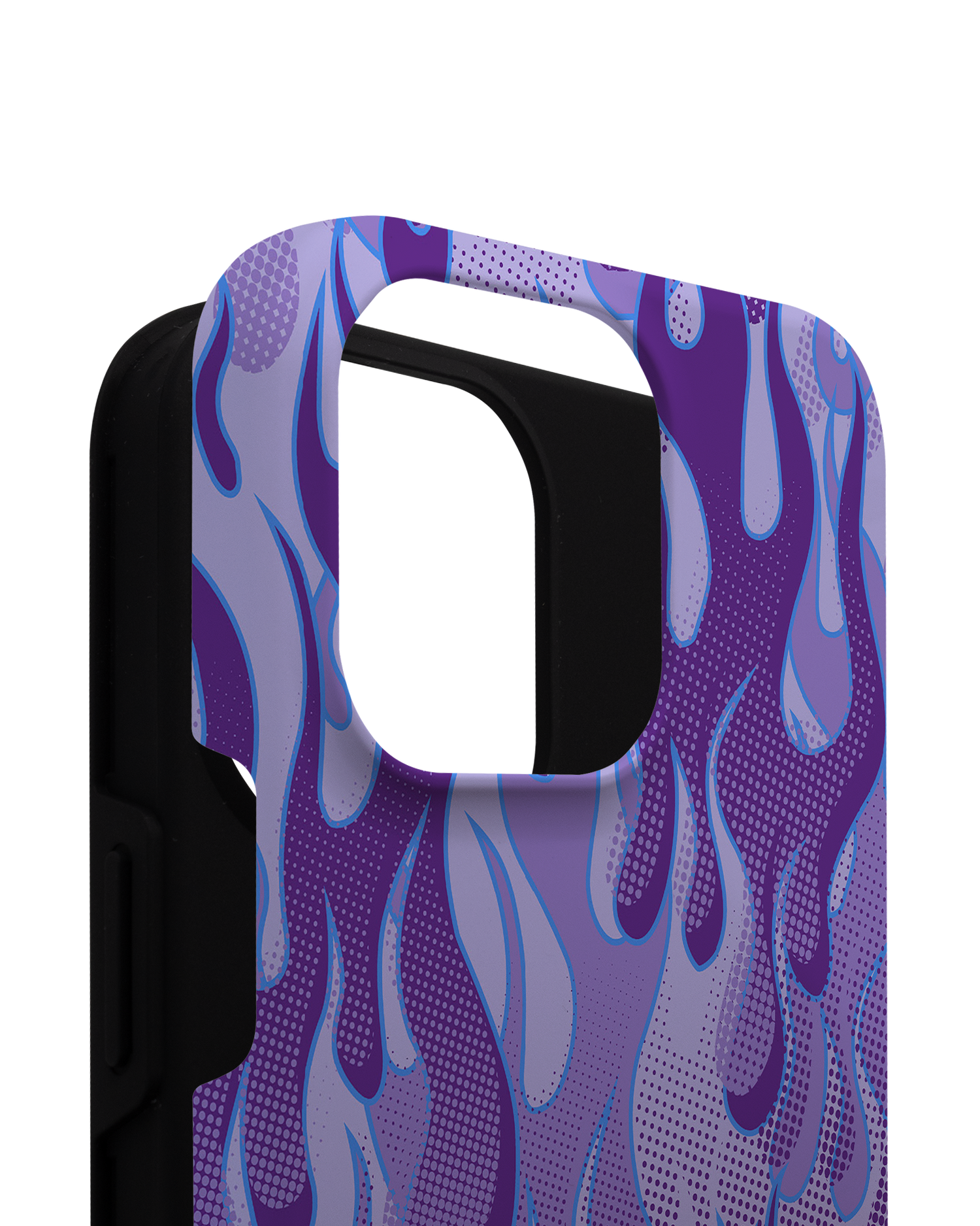 Purple Flames Premium Phone Case for Apple iPhone 14 Pro Max consisting of 2 parts
