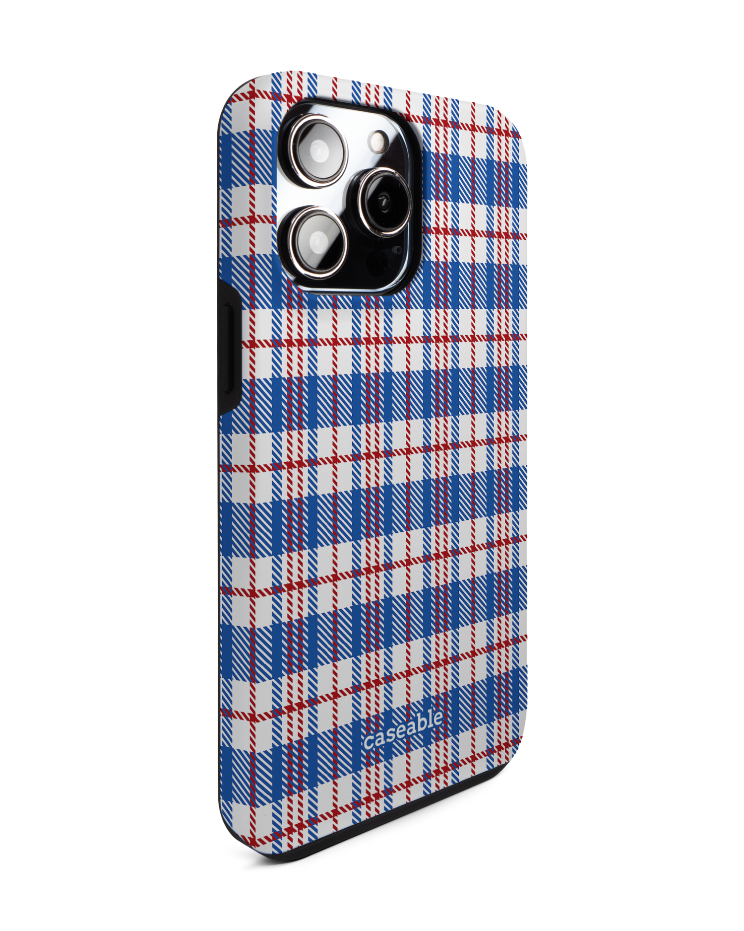 Plaid Market Bag Premium Phone Case for Apple iPhone 14 Pro Max: View from the left side