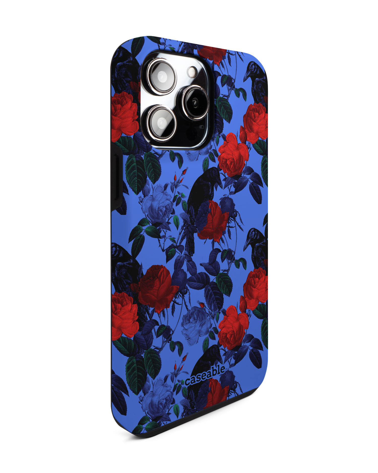 Roses And Ravens Premium Phone Case for Apple iPhone 14 Pro Max: View from the left side