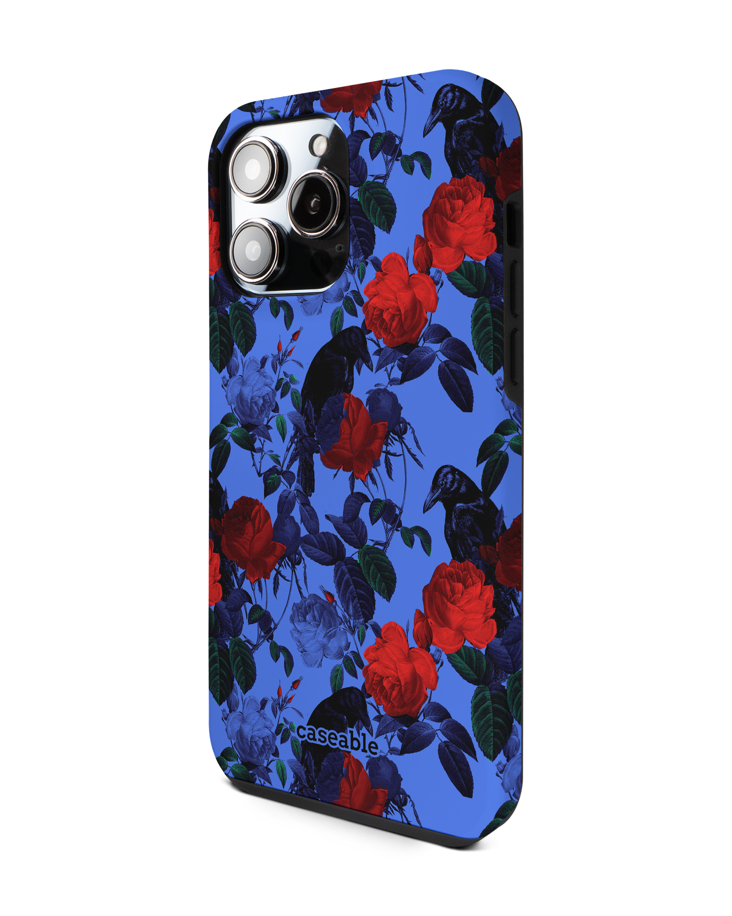 Roses And Ravens Premium Phone Case for Apple iPhone 14 Pro Max: View from the right side