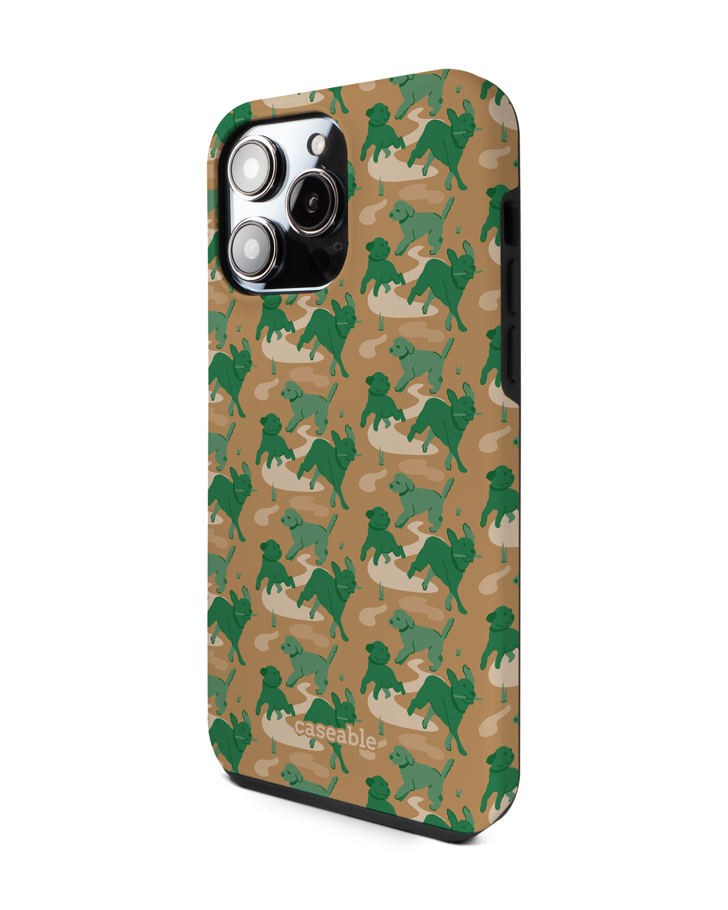 Dog Camo Premium Phone Case for Apple iPhone 14 Pro Max: View from the right side