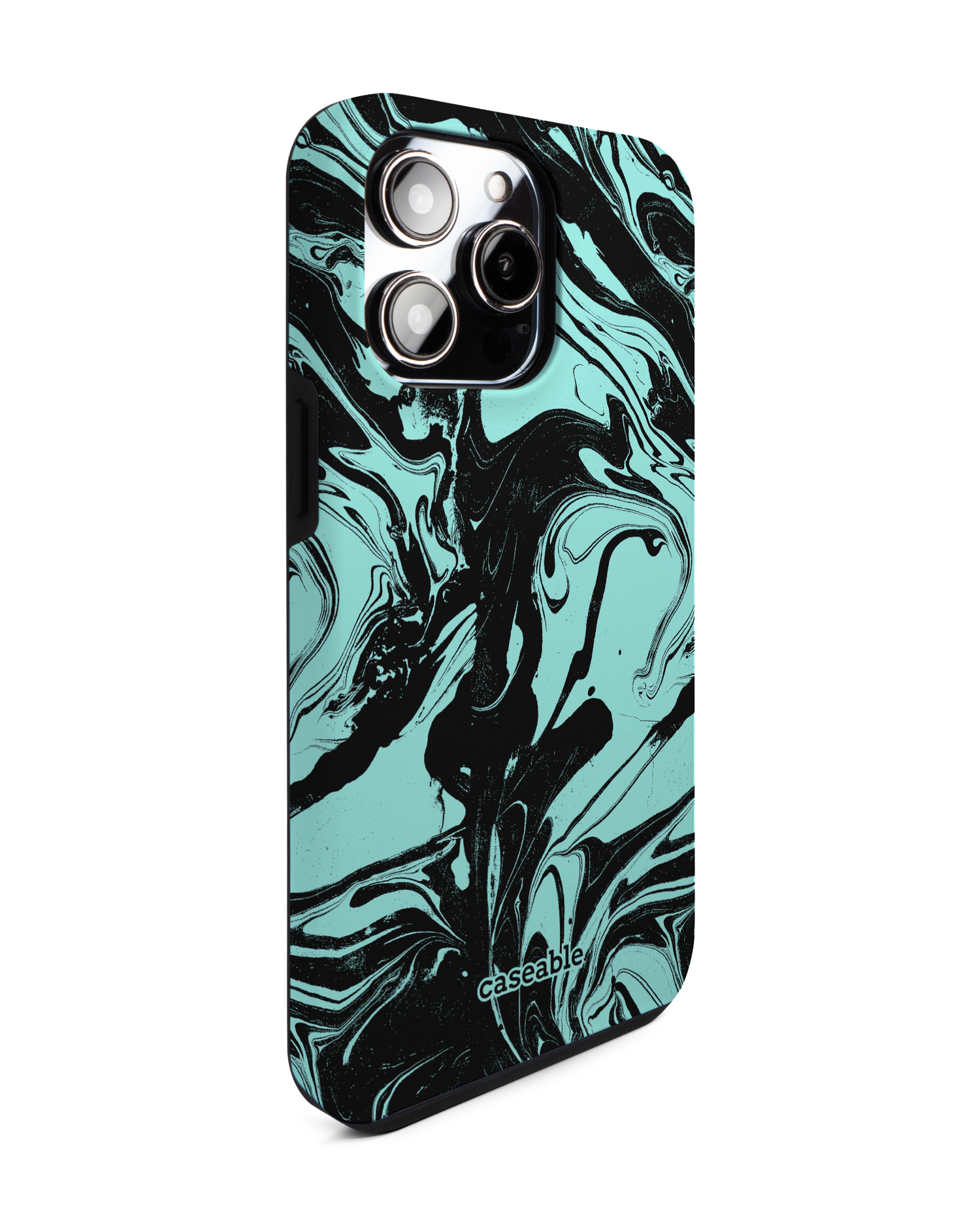 Mint Swirl Premium Phone Case for Apple iPhone 14 Pro Max: View from the left side