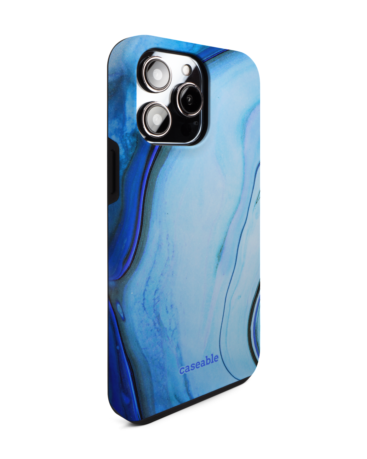 Cool Blues Premium Phone Case for Apple iPhone 14 Pro Max: View from the left side