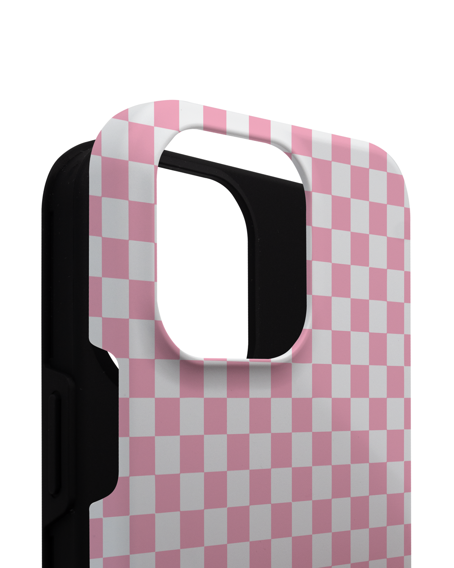 Pink Checkerboard Premium Phone Case for Apple iPhone 14 Pro Max consisting of 2 parts