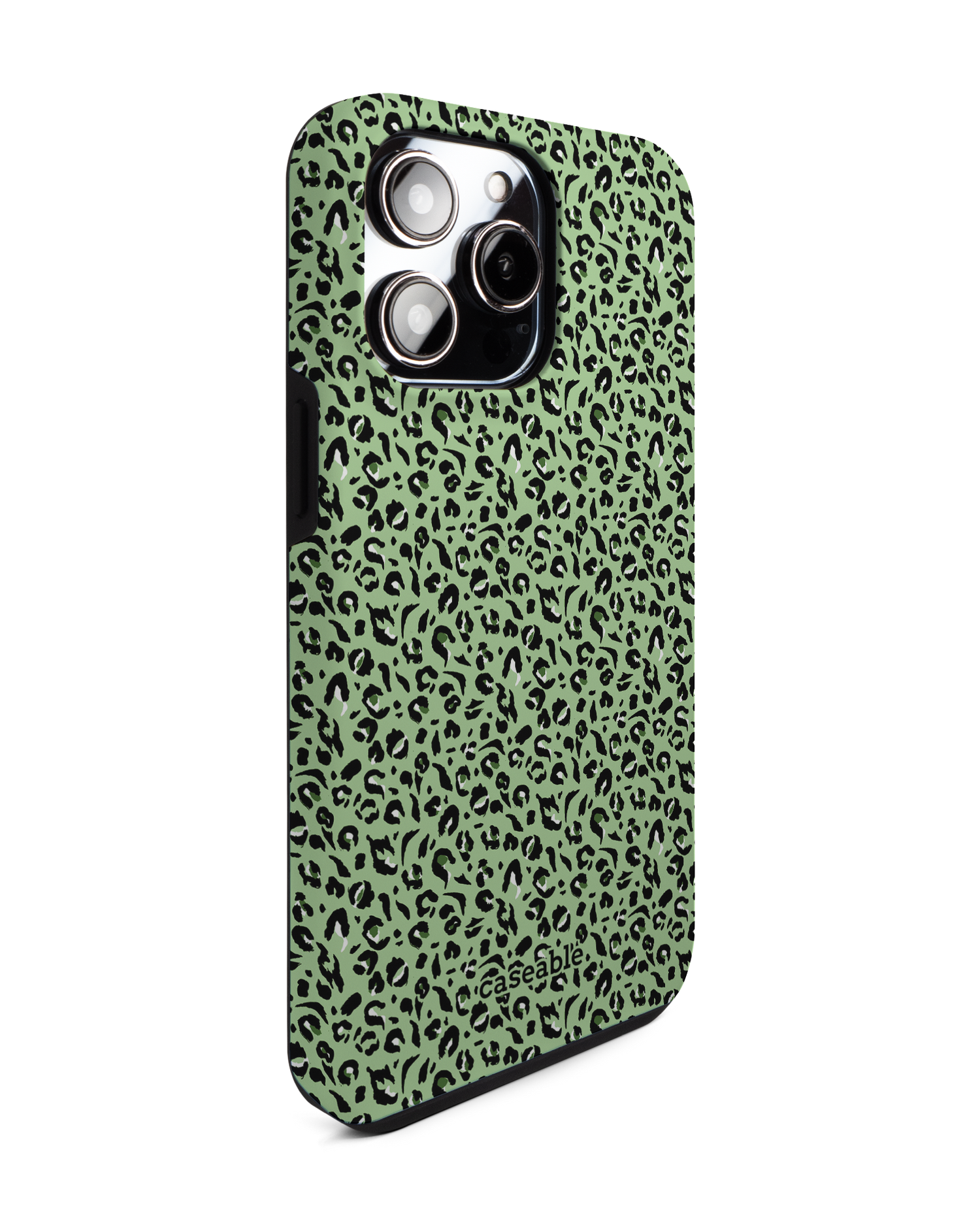 Mint Leopard Premium Phone Case for Apple iPhone 14 Pro Max: View from the left side