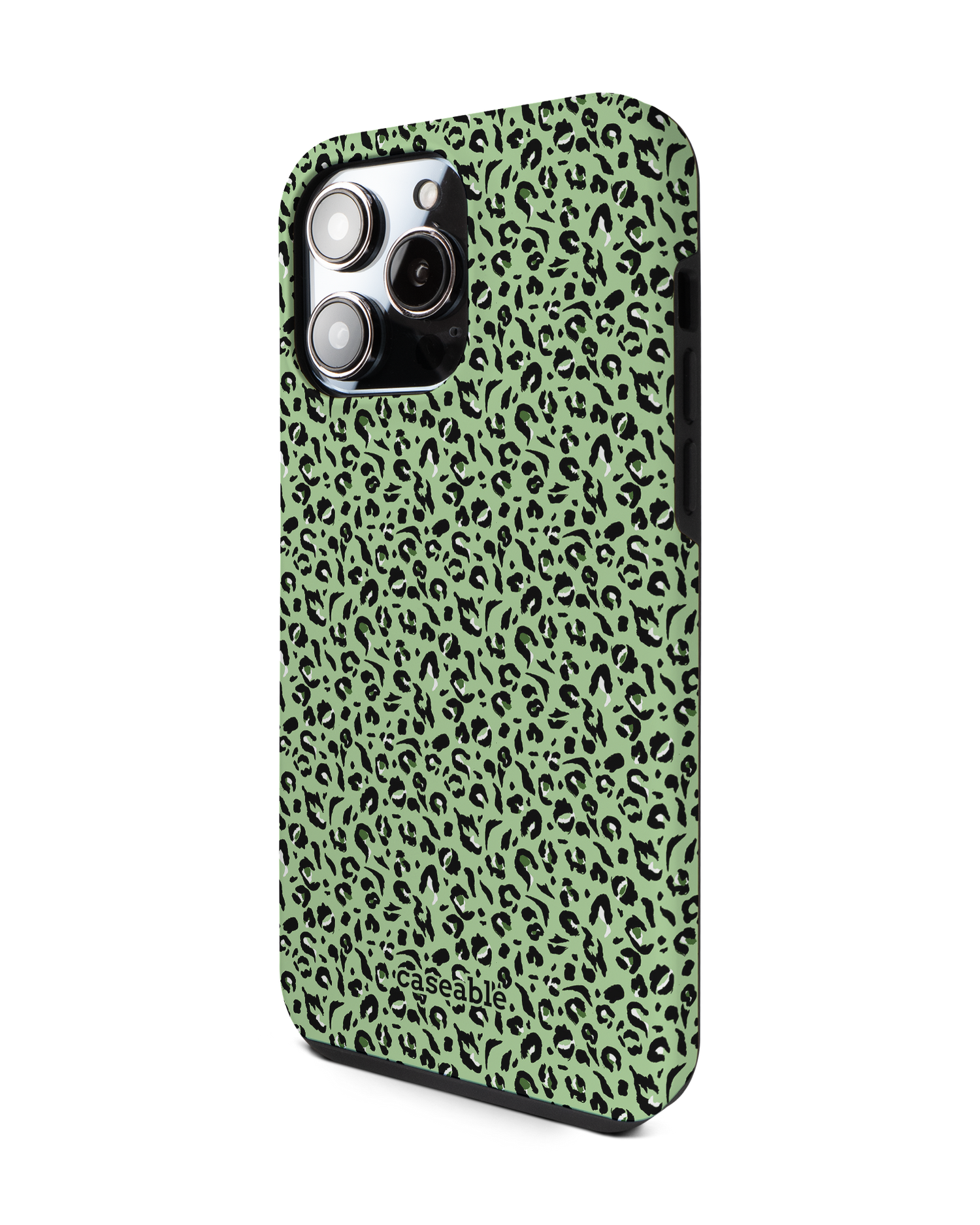 Mint Leopard Premium Phone Case for Apple iPhone 14 Pro Max: View from the right side