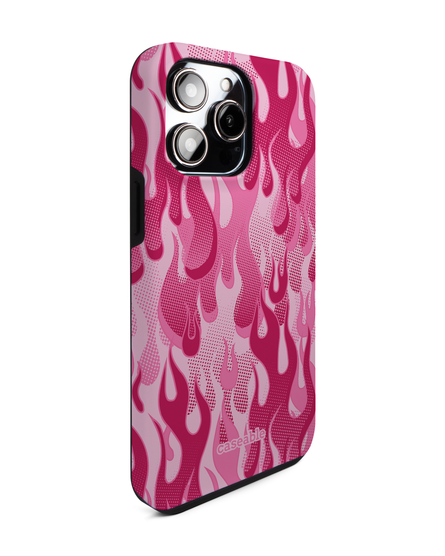 Pink Flames Premium Phone Case for Apple iPhone 14 Pro Max: View from the left side