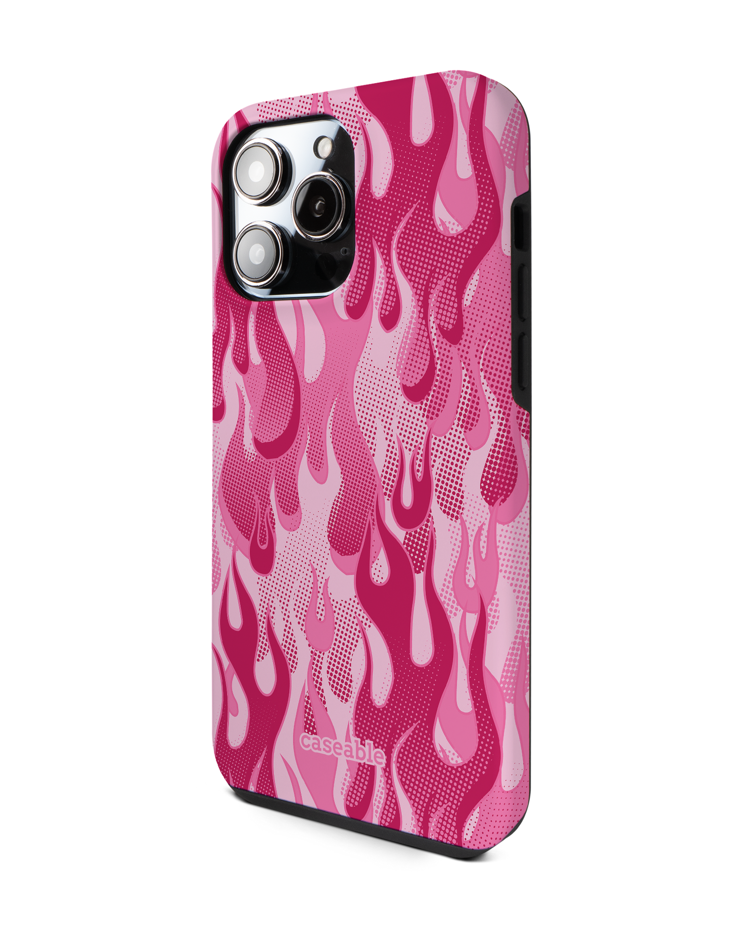 Pink Flames Premium Phone Case for Apple iPhone 14 Pro Max: View from the right side