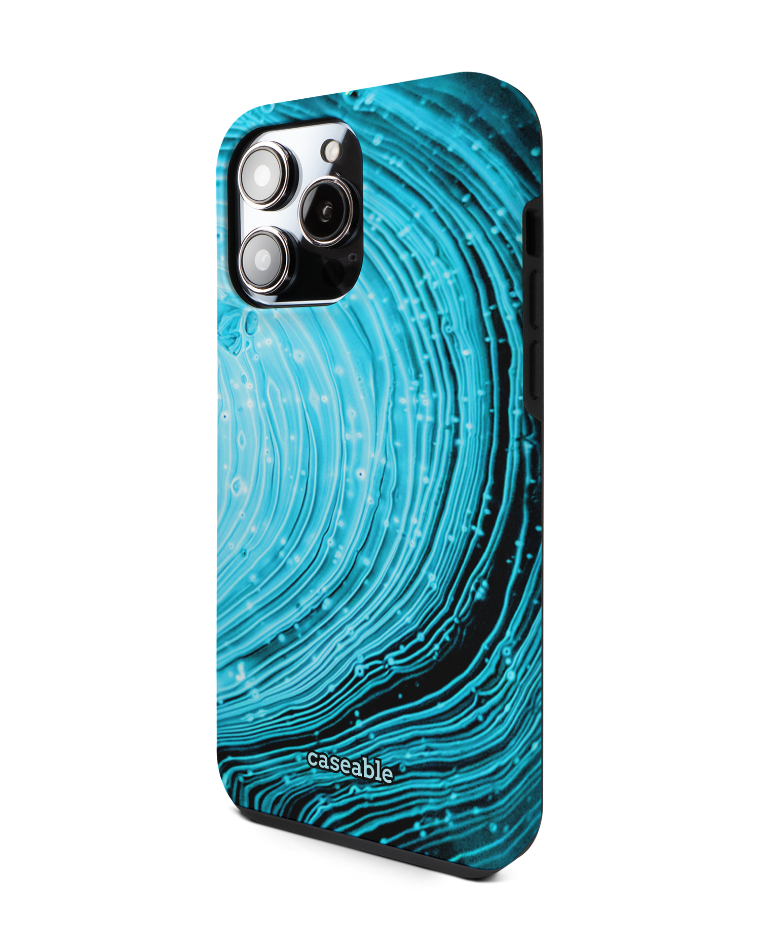 Turquoise Ripples Premium Phone Case for Apple iPhone 14 Pro Max: View from the right side