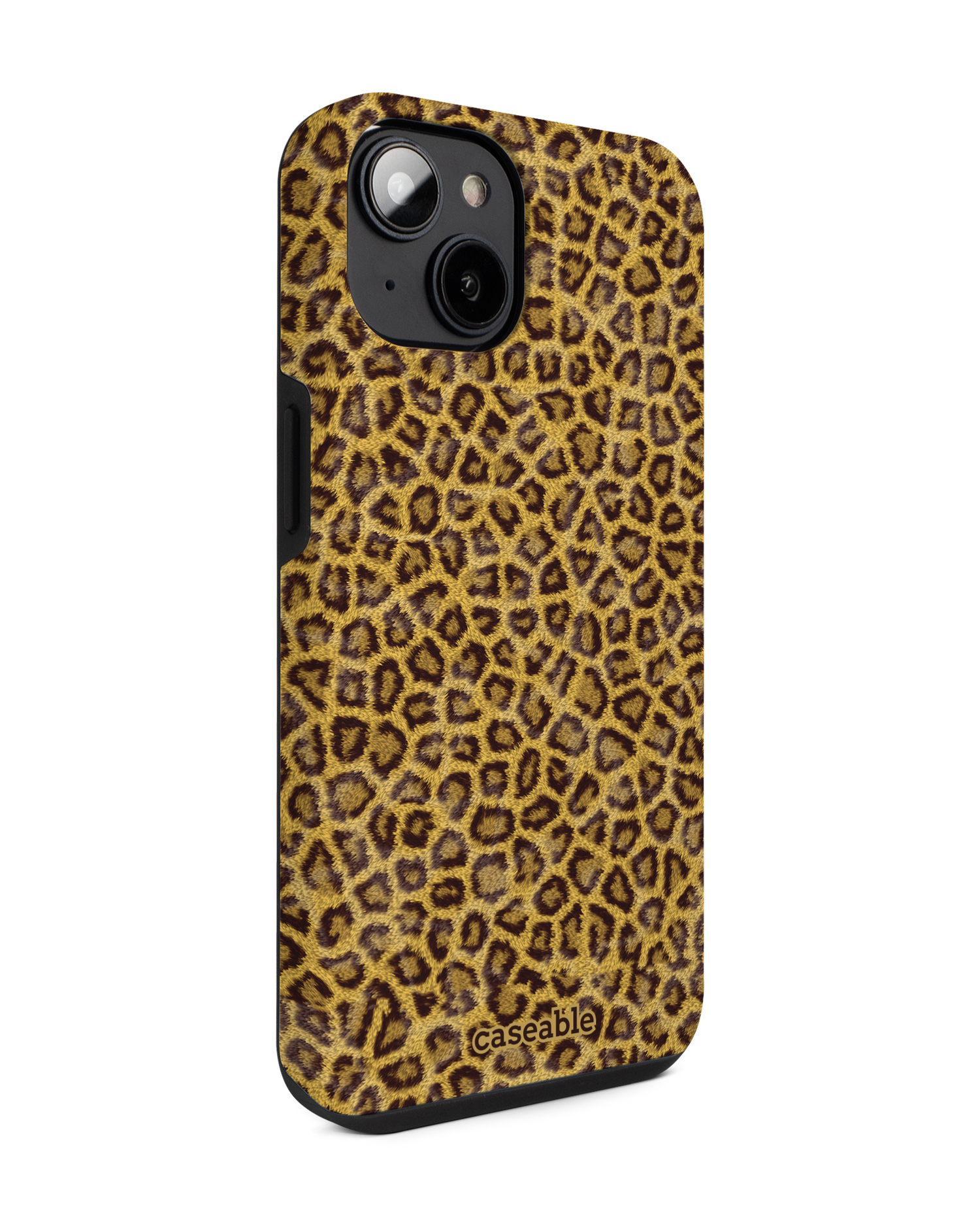 Leopard Skin Premium Phone for Apple iPhone 14: View from the left side