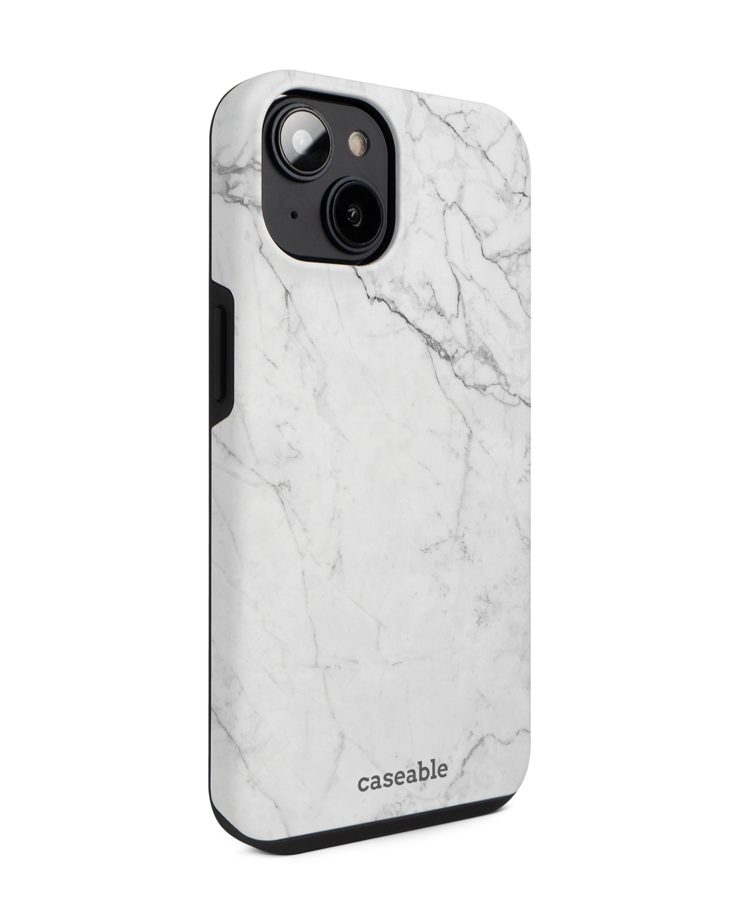 White Marble Premium Phone for Apple iPhone 14: View from the left side