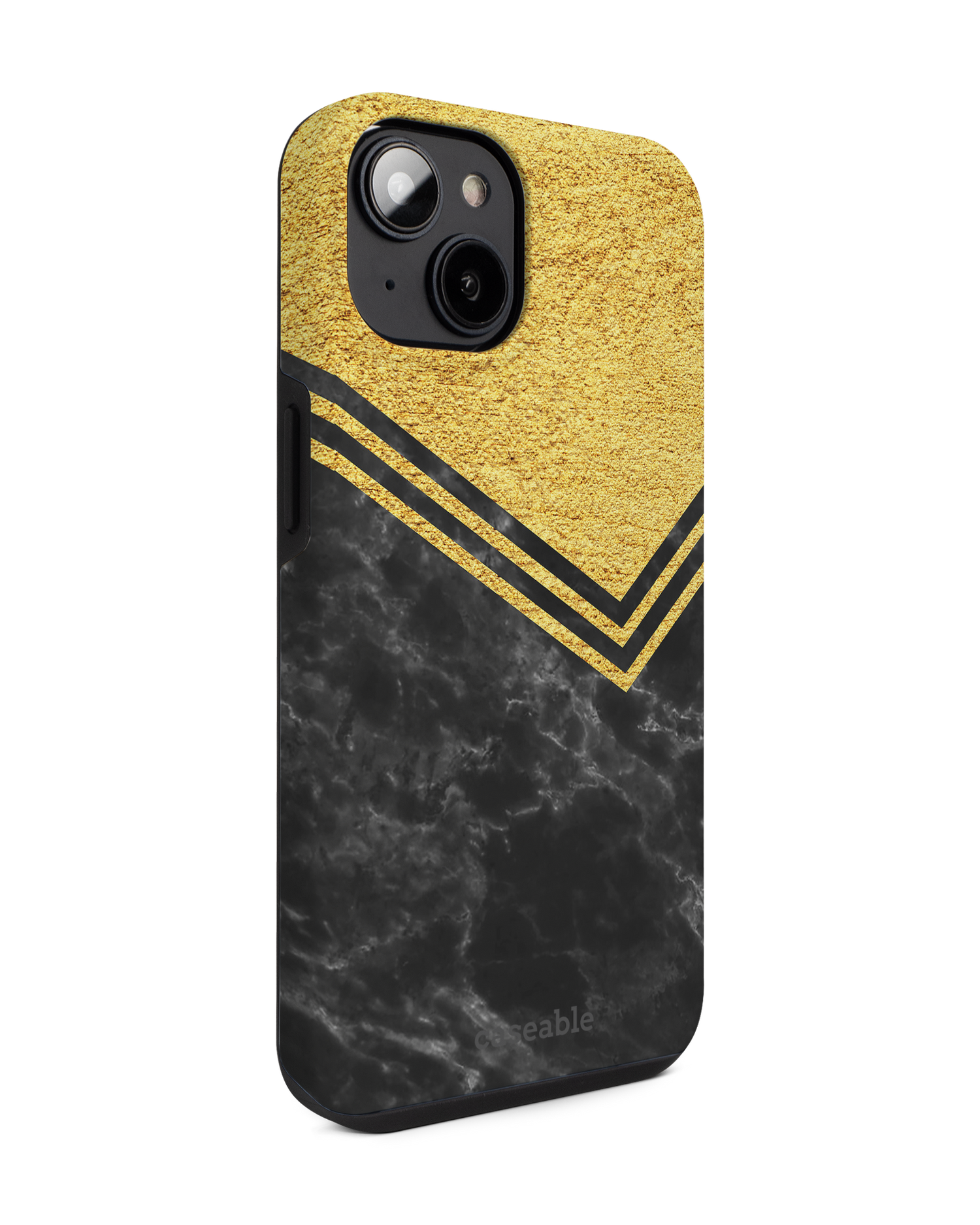 Gold Marble Premium Phone for Apple iPhone 14: View from the left side