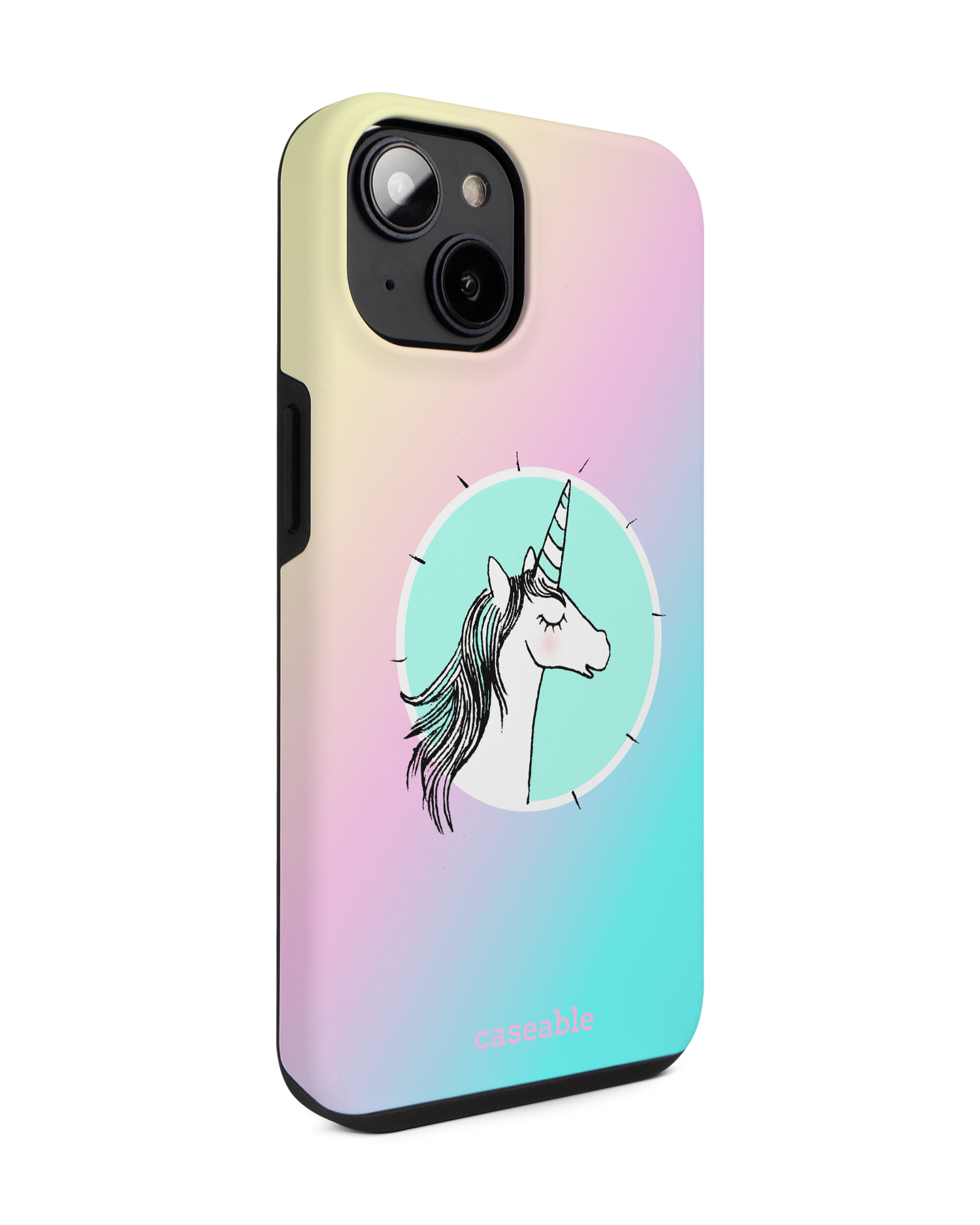Happiness Unicorn Premium Phone for Apple iPhone 14: View from the left side