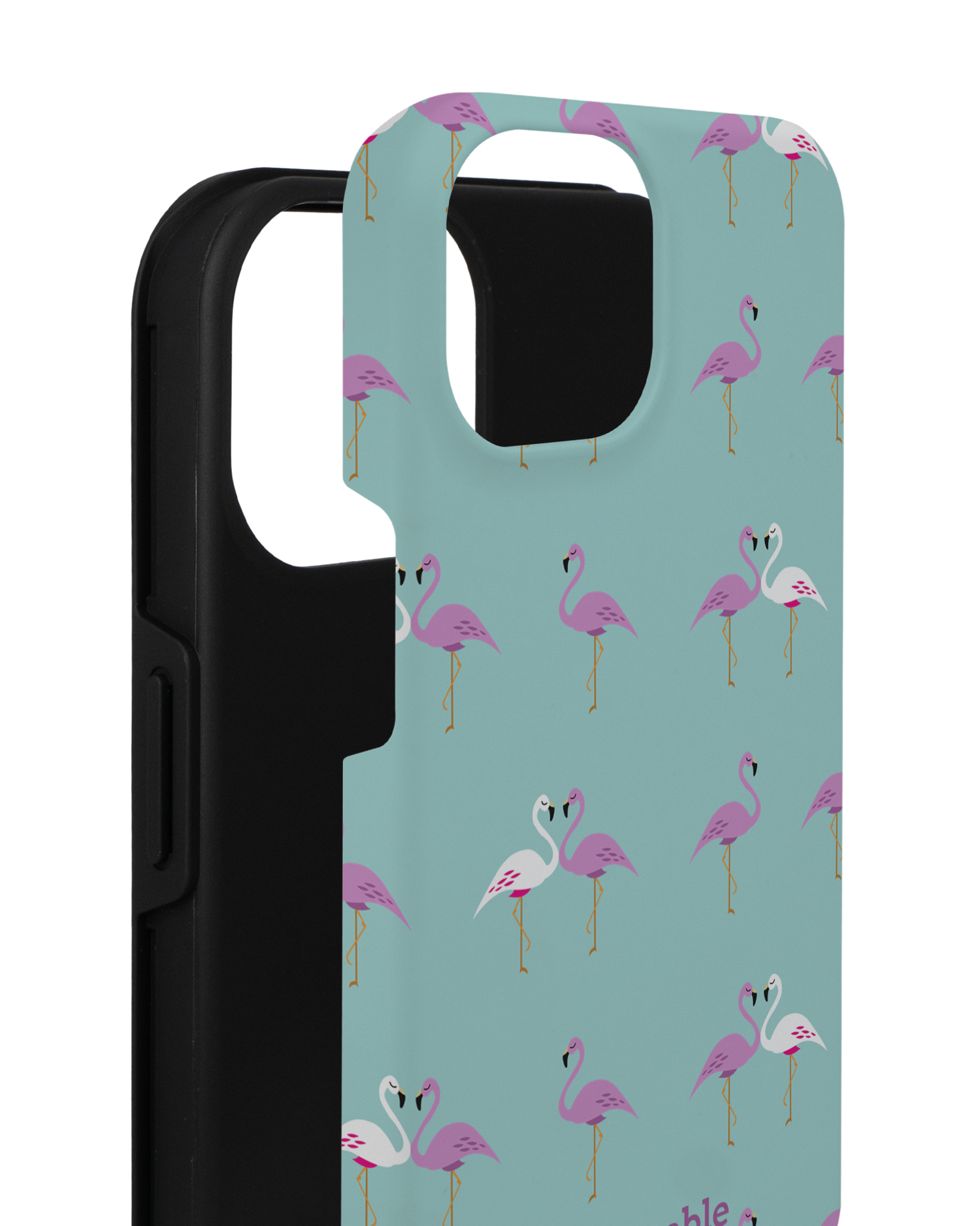 Two Flamingos Premium Phone for Apple iPhone 14 consisting of 2 parts