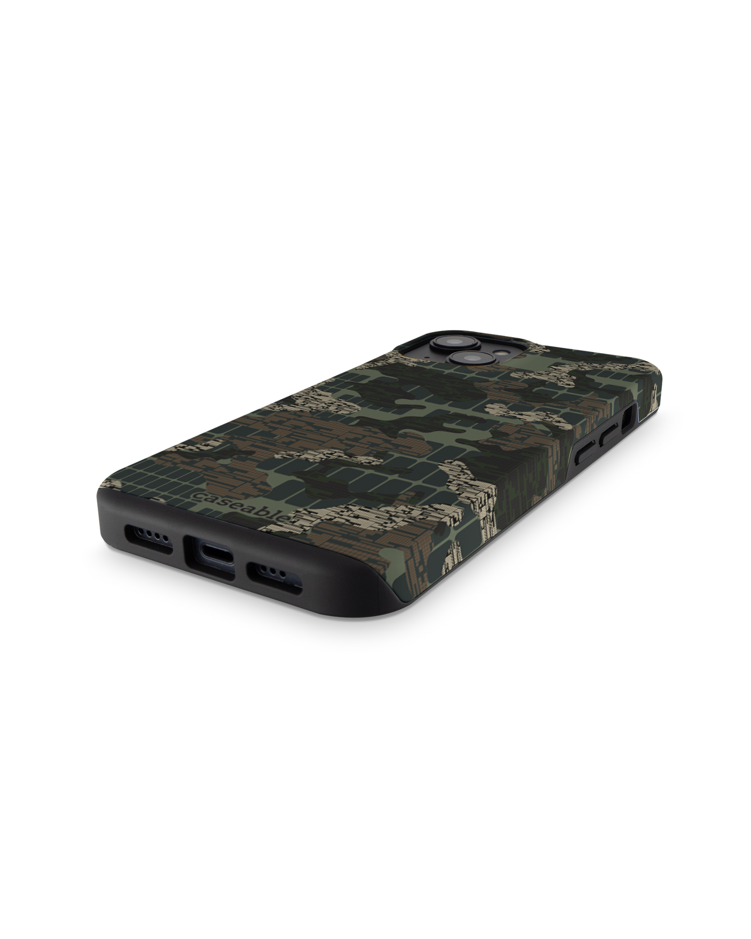 Green Camo Mix Premium Phone for Apple iPhone 14: Bottom View