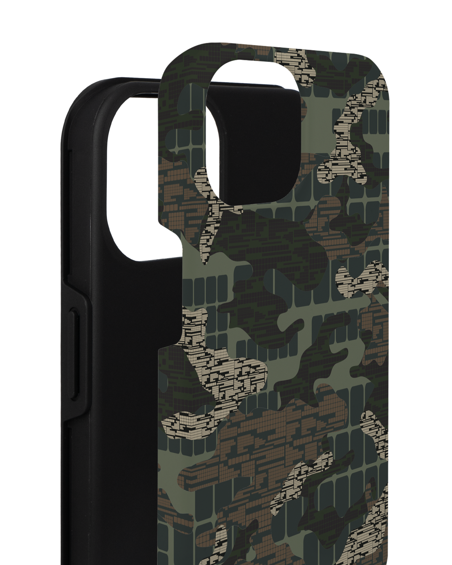 Green Camo Mix Premium Phone for Apple iPhone 14 consisting of 2 parts