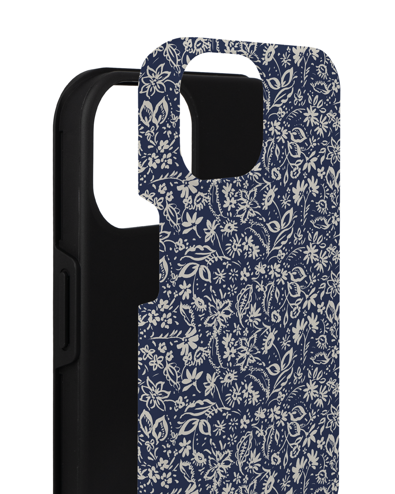 Ditsy Blue Paisley Premium Phone for Apple iPhone 14 consisting of 2 parts