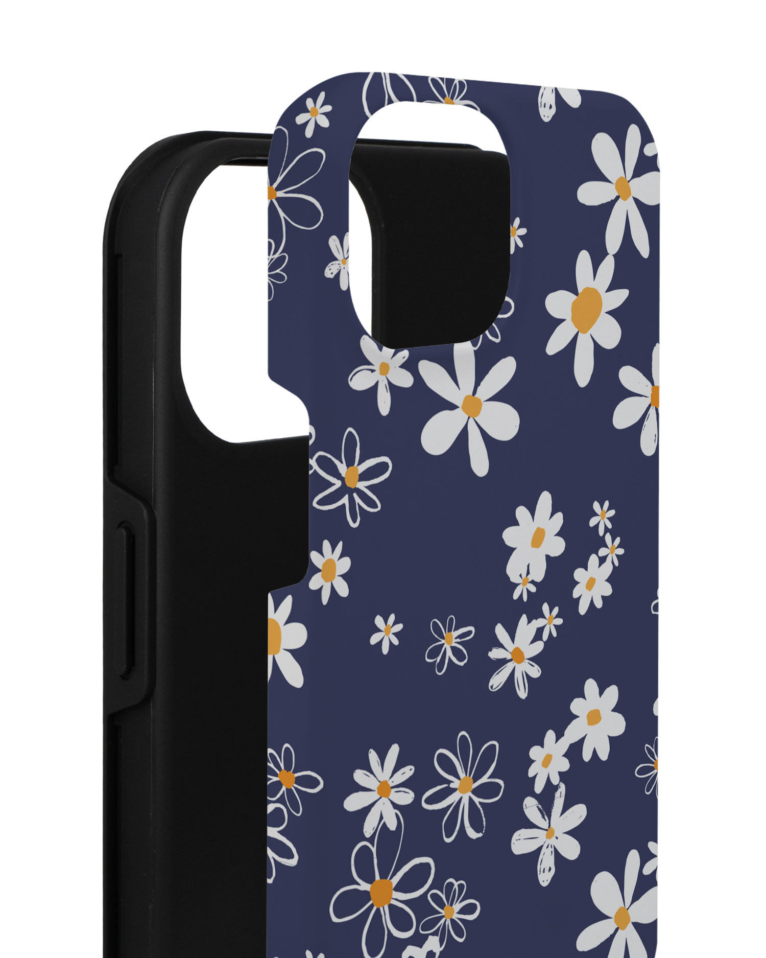 Navy Daisies Premium Phone for Apple iPhone 14 consisting of 2 parts