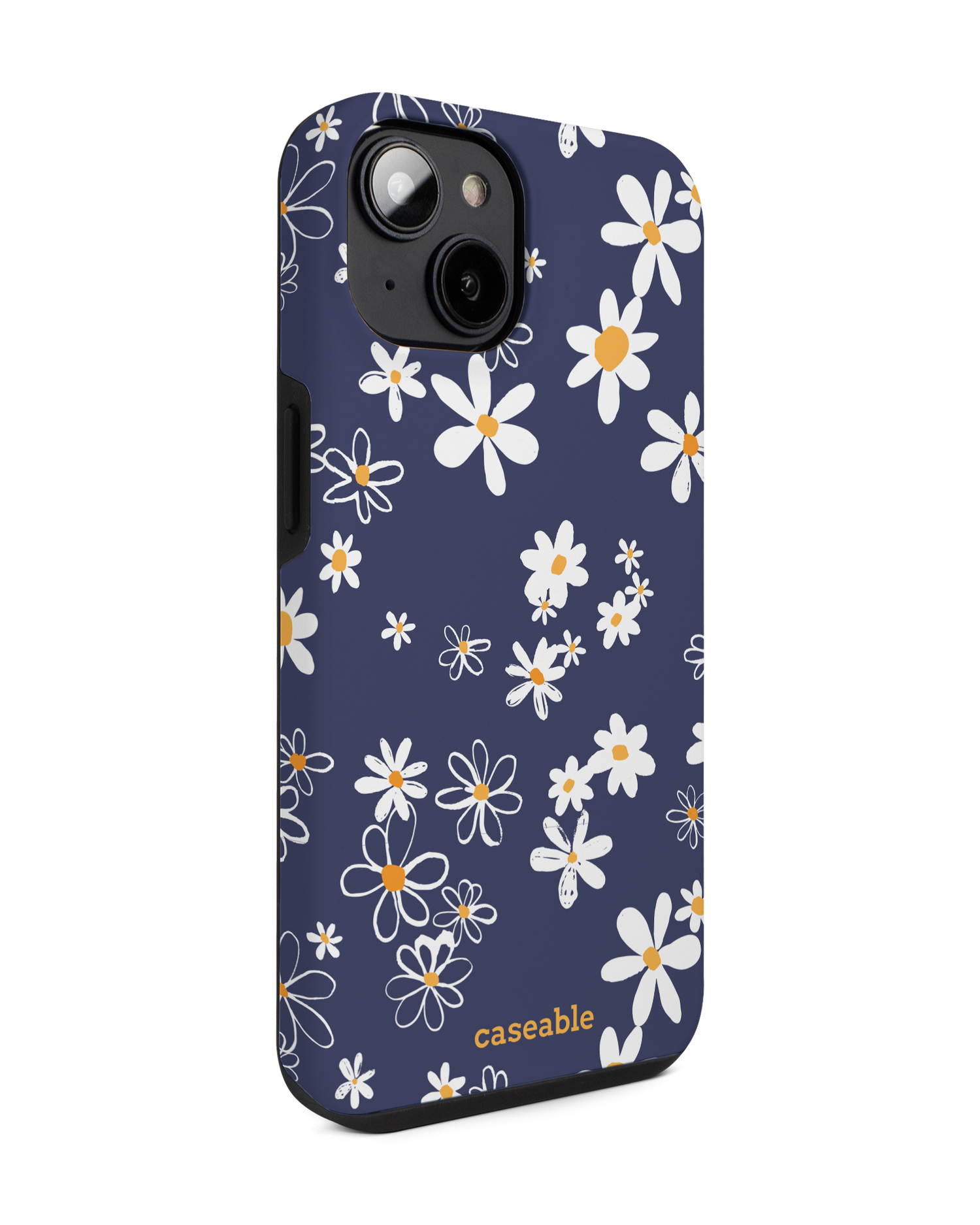 Navy Daisies Premium Phone for Apple iPhone 14: View from the left side