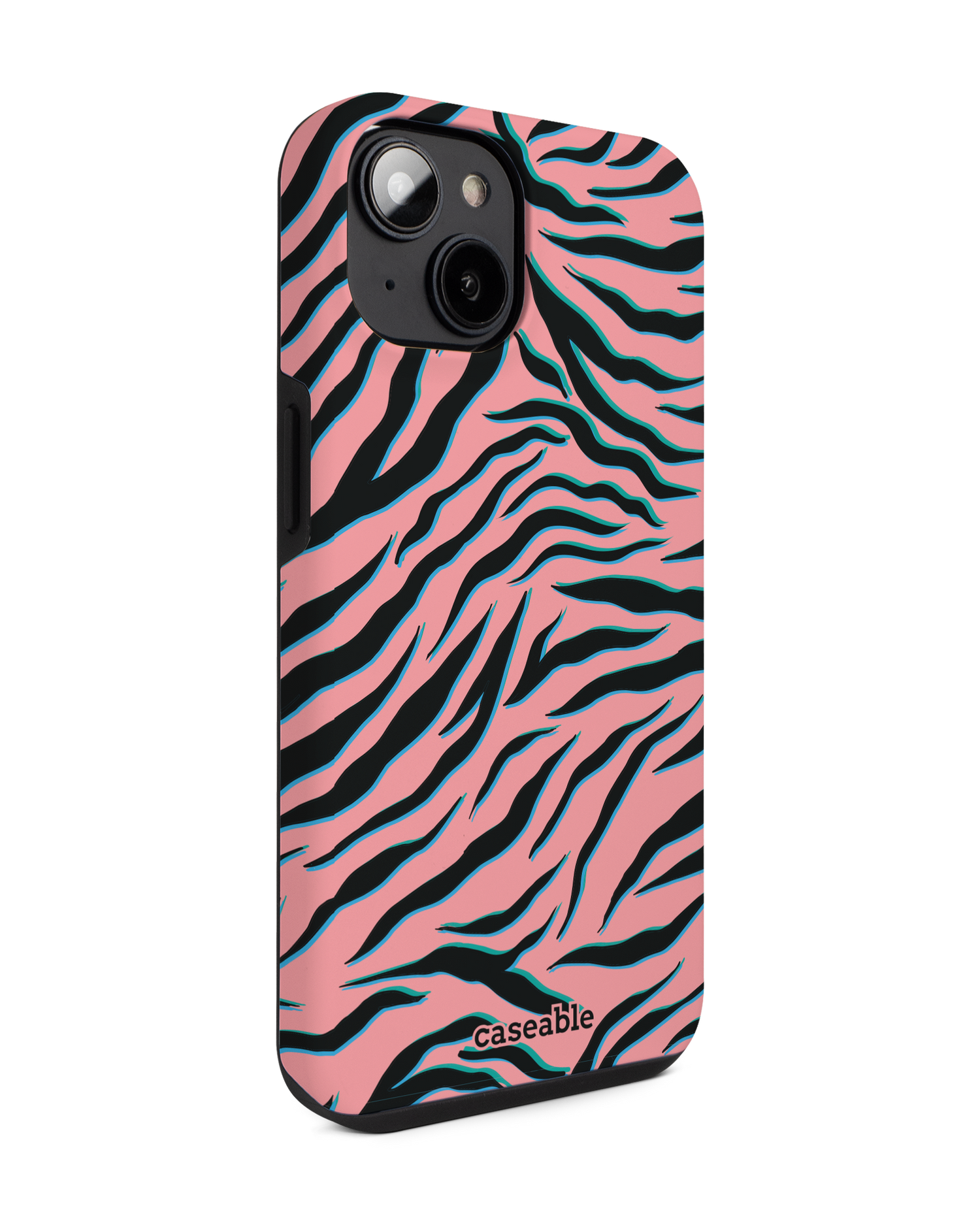 Pink Zebra Premium Phone for Apple iPhone 14: View from the left side