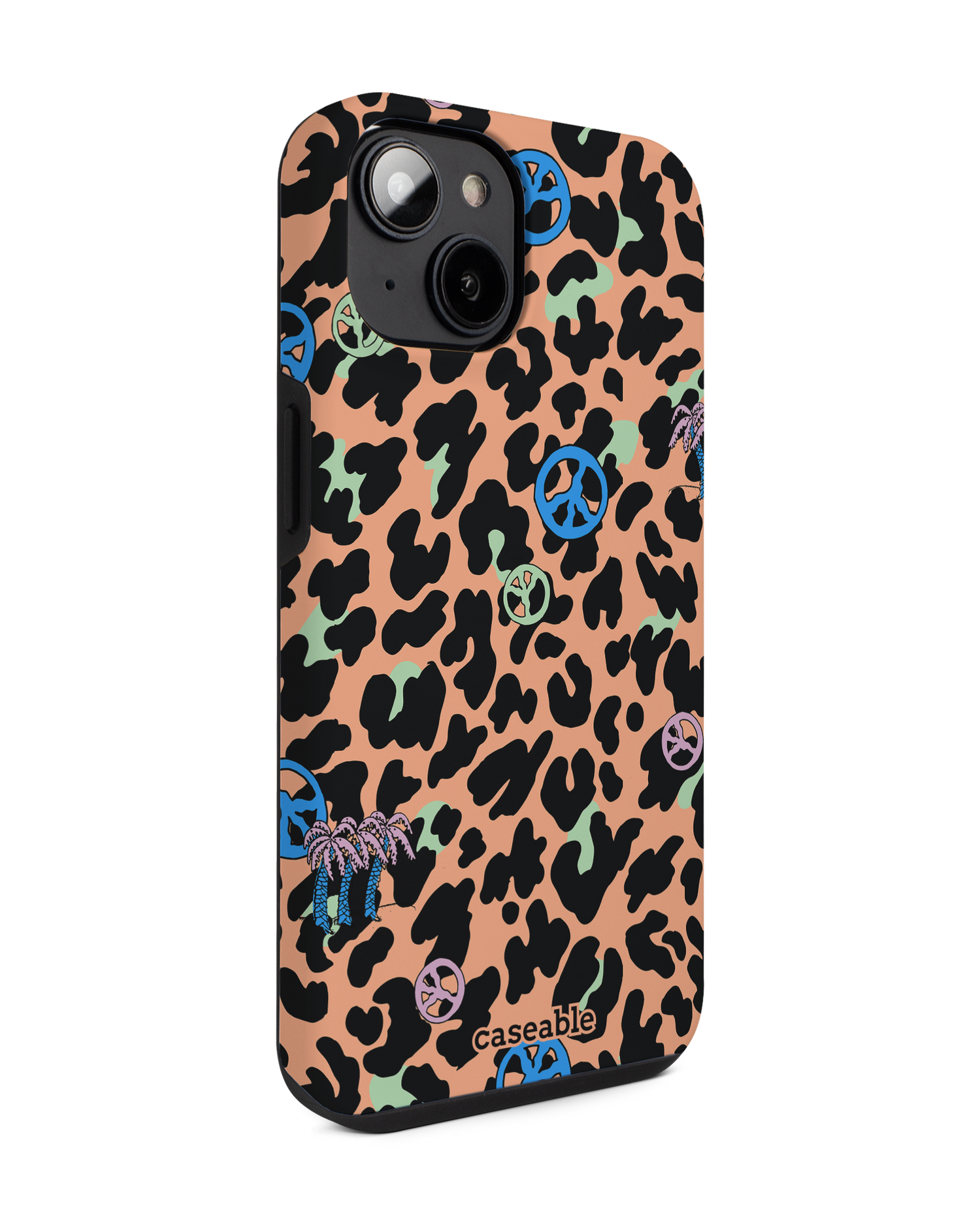 Leopard Peace Palms Premium Phone for Apple iPhone 14: View from the left side
