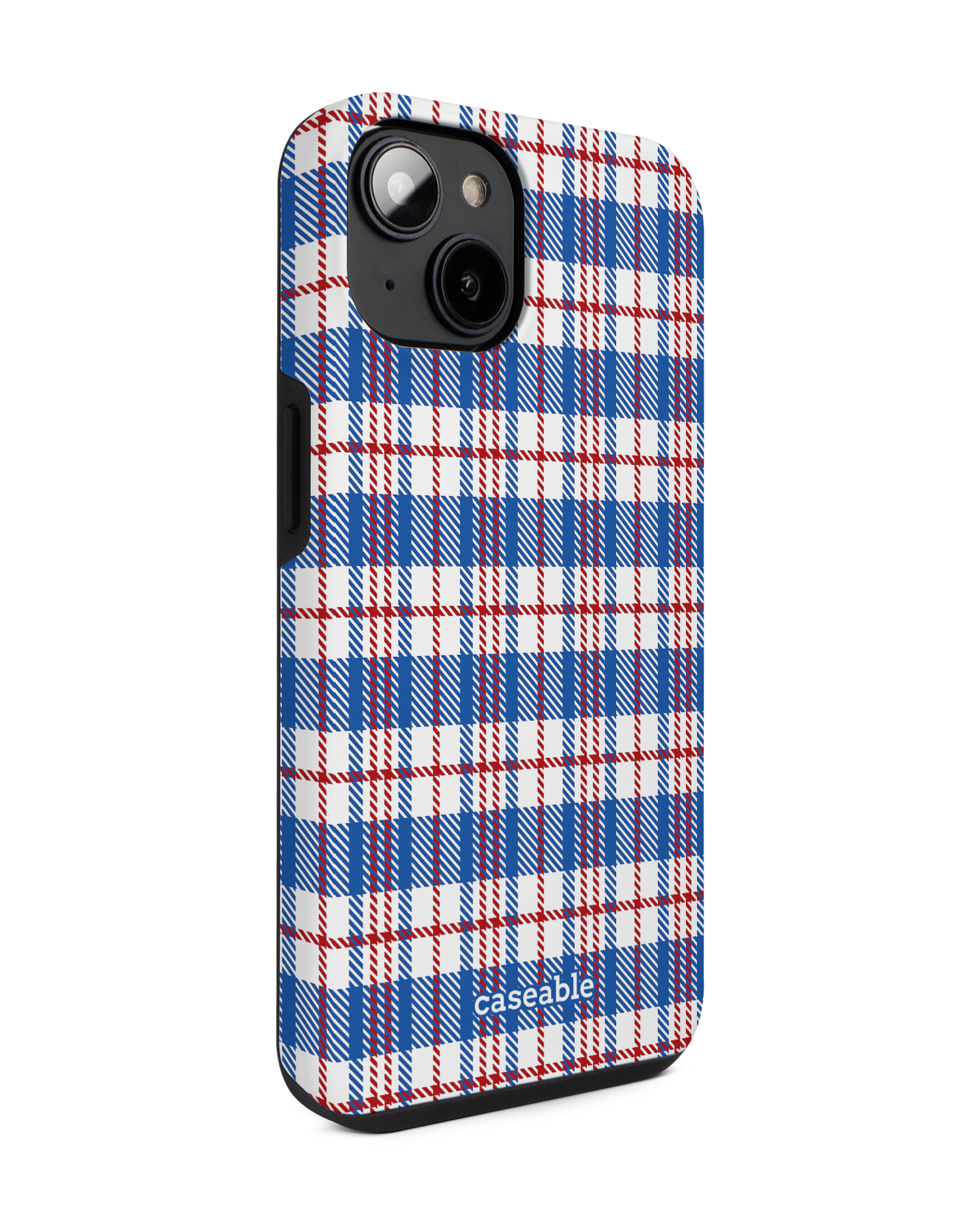 Plaid Market Bag Premium Phone for Apple iPhone 14: View from the left side