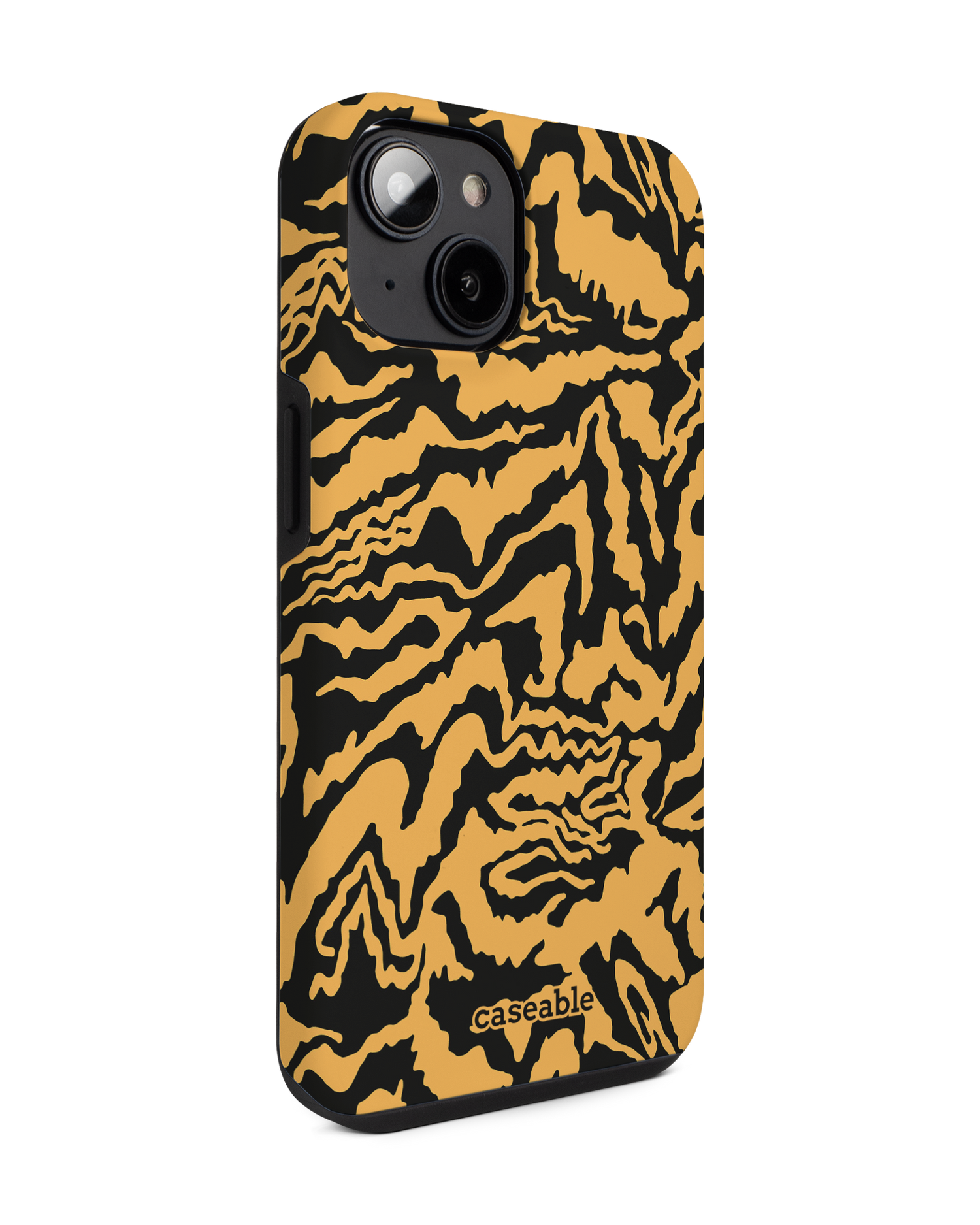 Warped Tiger Stripes Premium Phone for Apple iPhone 14: View from the left side