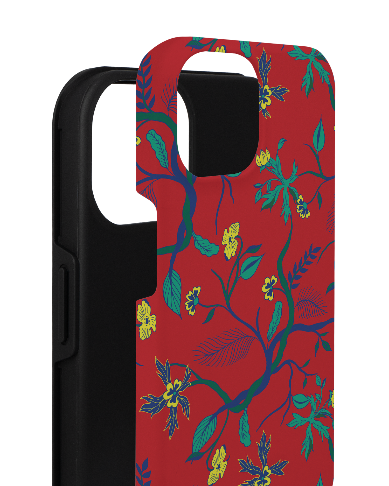 Ultra Red Floral Premium Phone for Apple iPhone 14 consisting of 2 parts