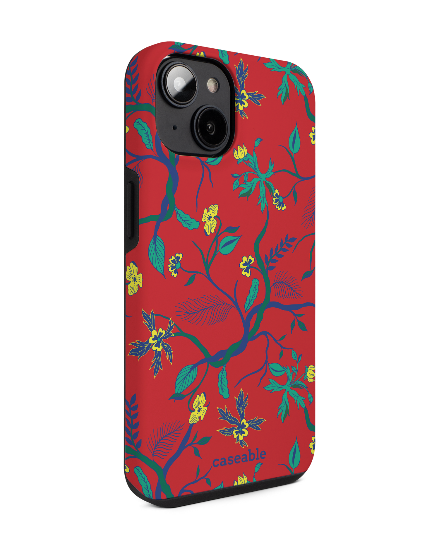 Ultra Red Floral Premium Phone for Apple iPhone 14: View from the left side
