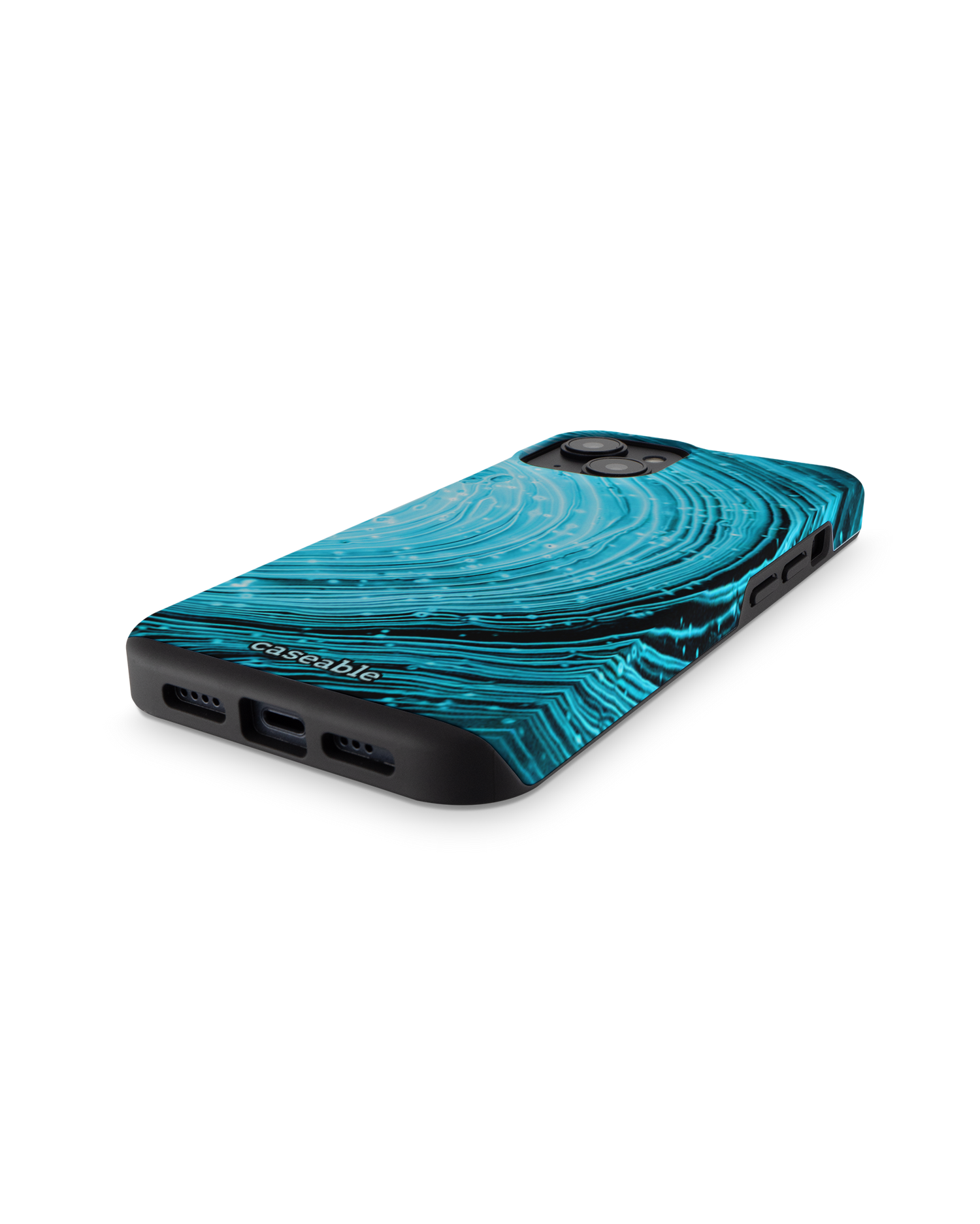 Turquoise Ripples Premium Phone for Apple iPhone 14: Bottom View