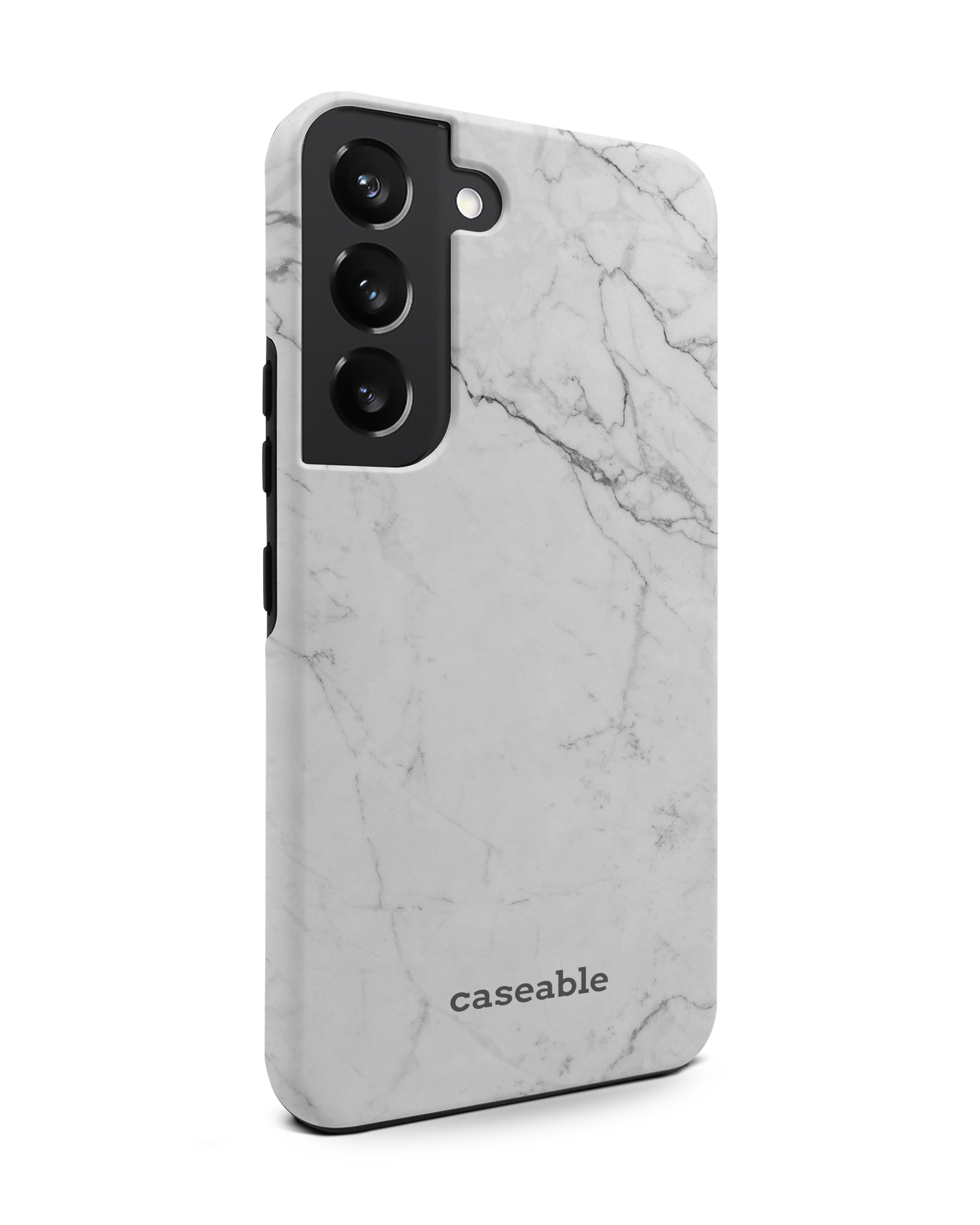 White Marble Premium Phone Case Samsung Galaxy S22 5G: View from the left side