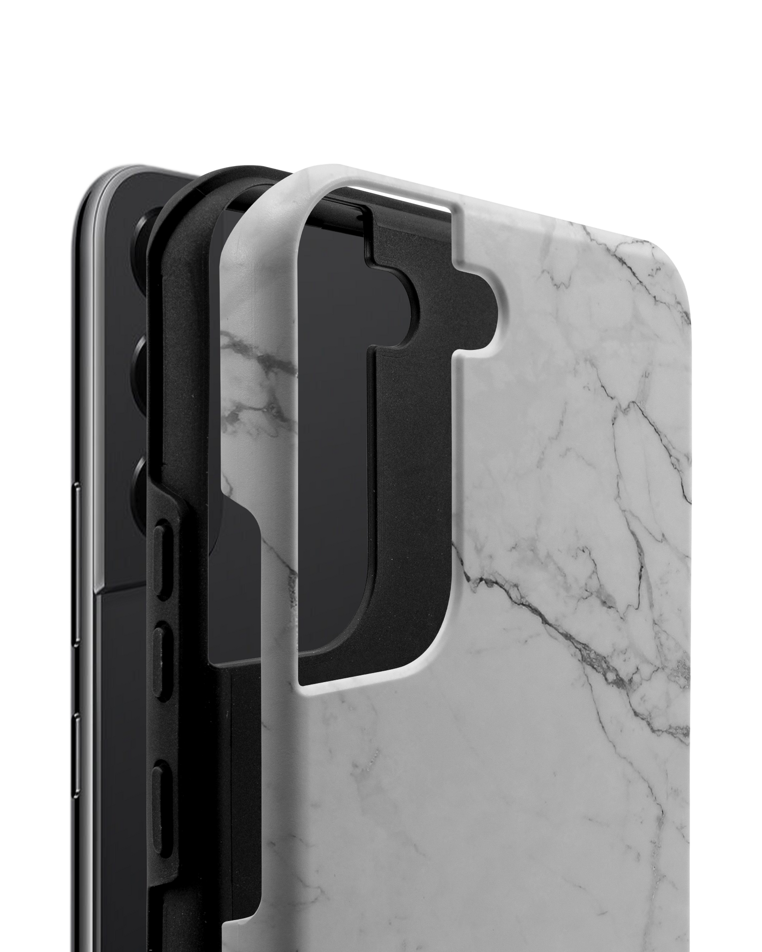 White Marble Premium Phone Case Samsung Galaxy S22 5G consisting of 2 parts