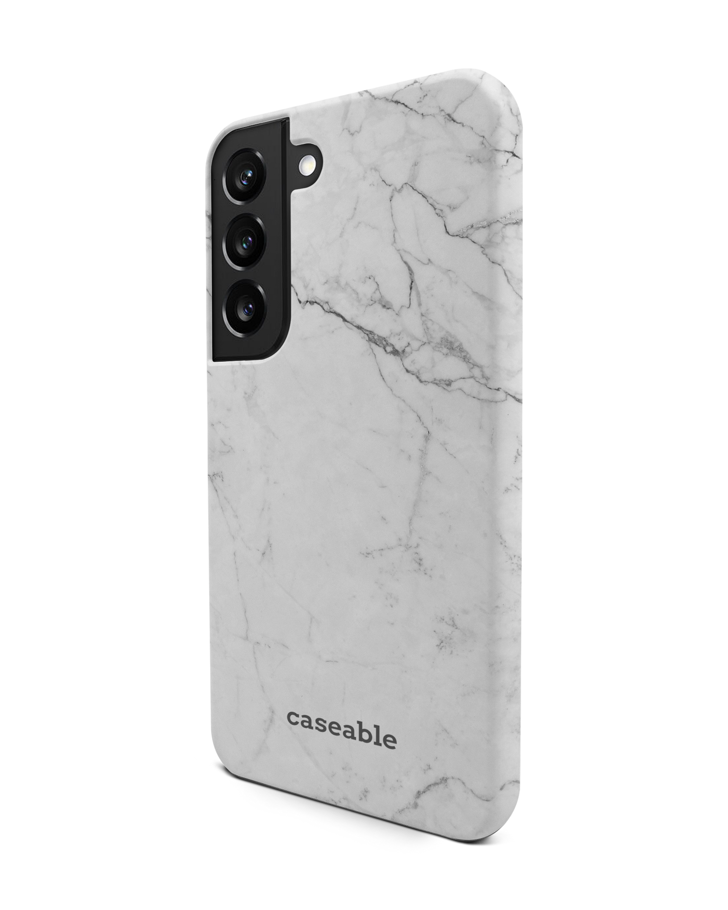 White Marble Premium Phone Case Samsung Galaxy S22 5G: View from the right side