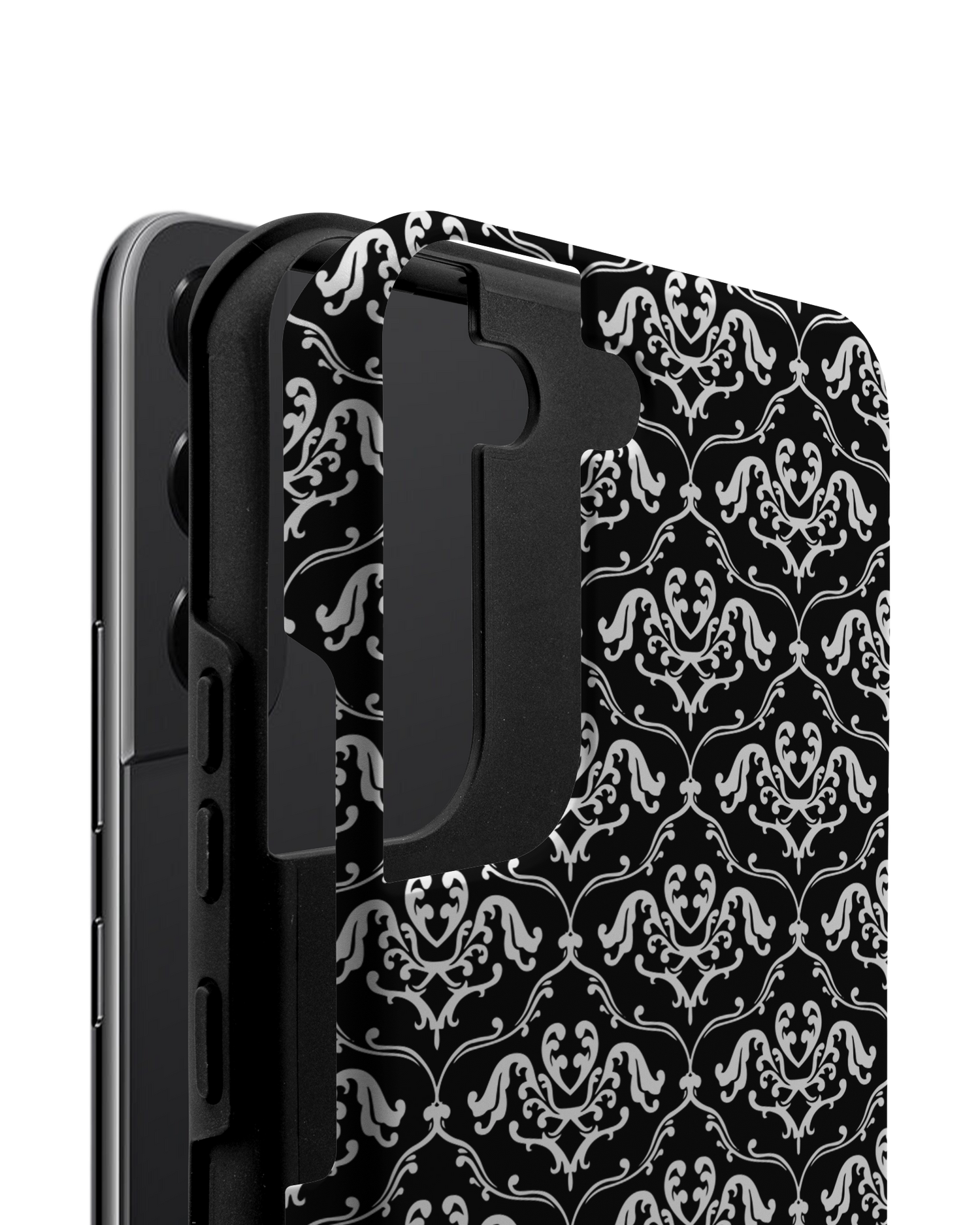 Black French Lillies Premium Phone Case Samsung Galaxy S22 5G consisting of 2 parts