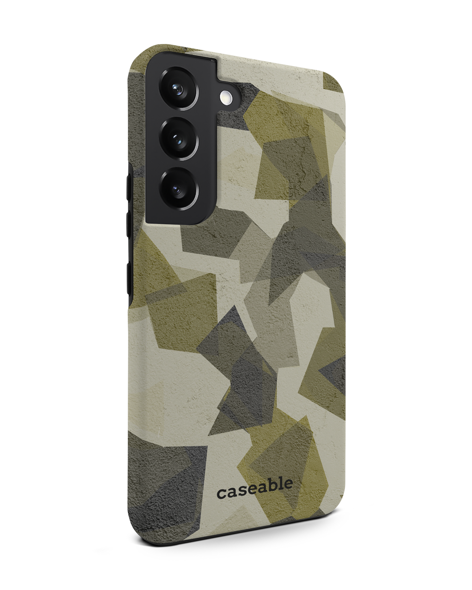 Geometric Camo Green Premium Phone Case Samsung Galaxy S22 5G: View from the left side