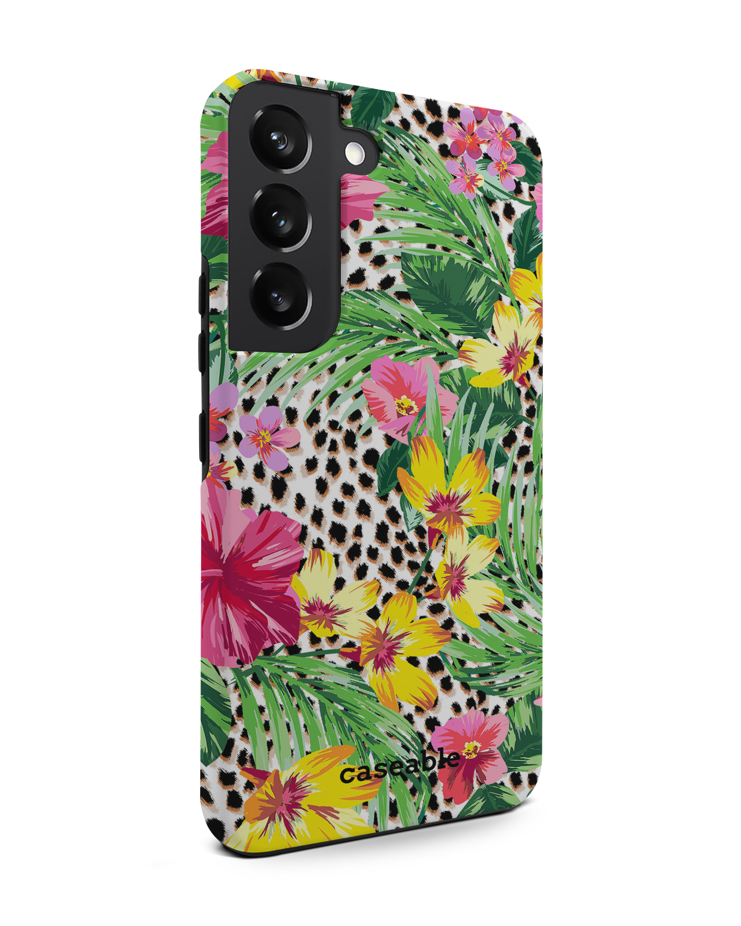 Tropical Cheetah Premium Phone Case Samsung Galaxy S22 5G: View from the left side