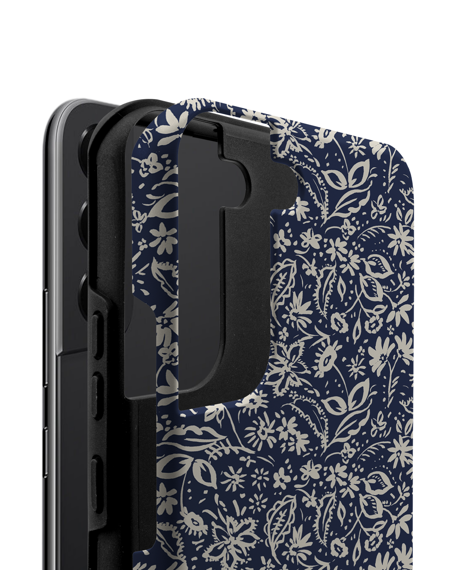 Ditsy Blue Paisley Premium Phone Case Samsung Galaxy S22 5G consisting of 2 parts