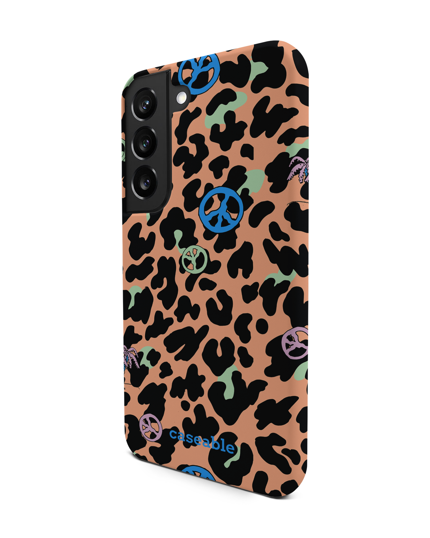 Leopard Peace Palms Premium Phone Case Samsung Galaxy S22 5G: View from the right side
