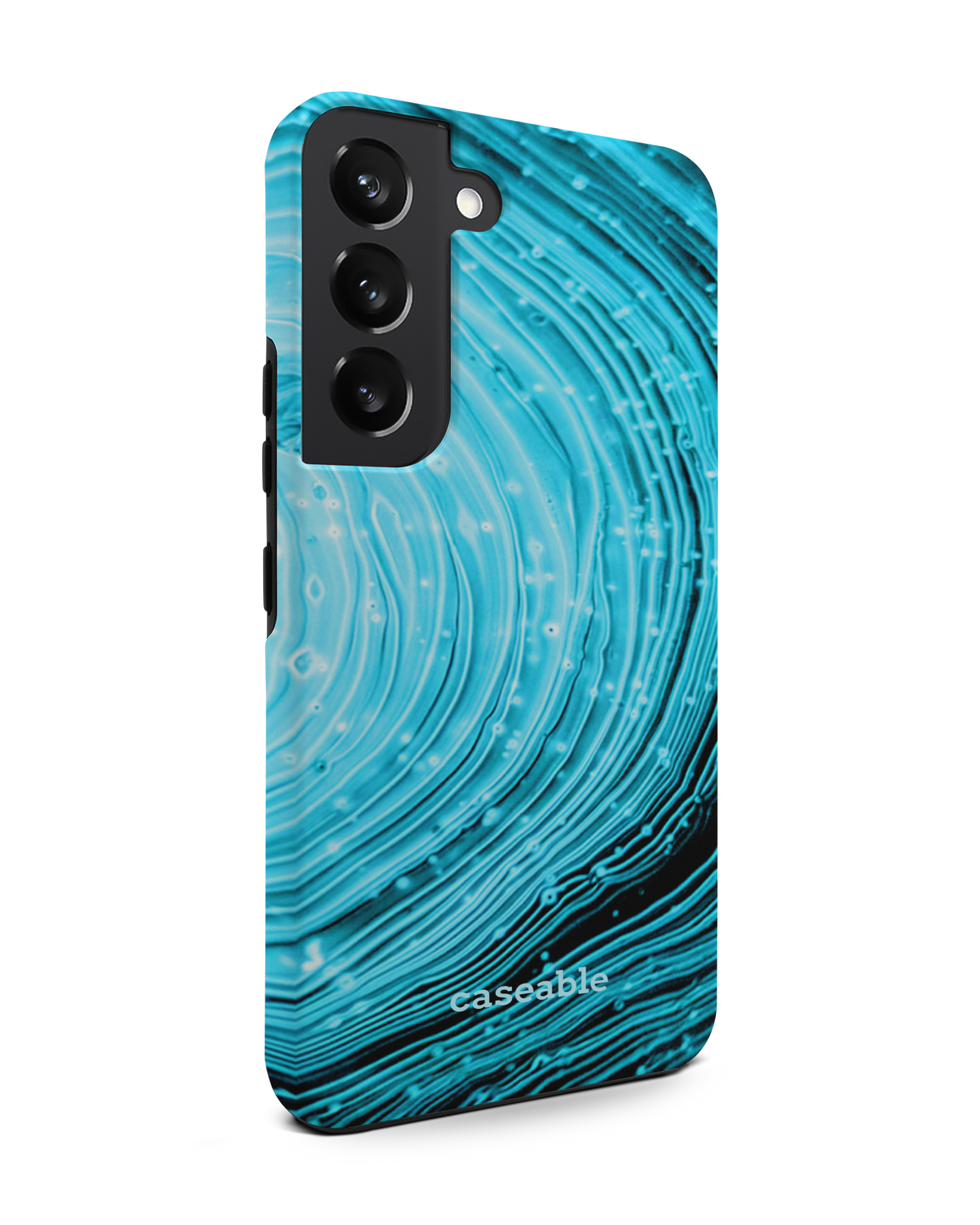 Turquoise Ripples Premium Phone Case Samsung Galaxy S22 5G: View from the left side