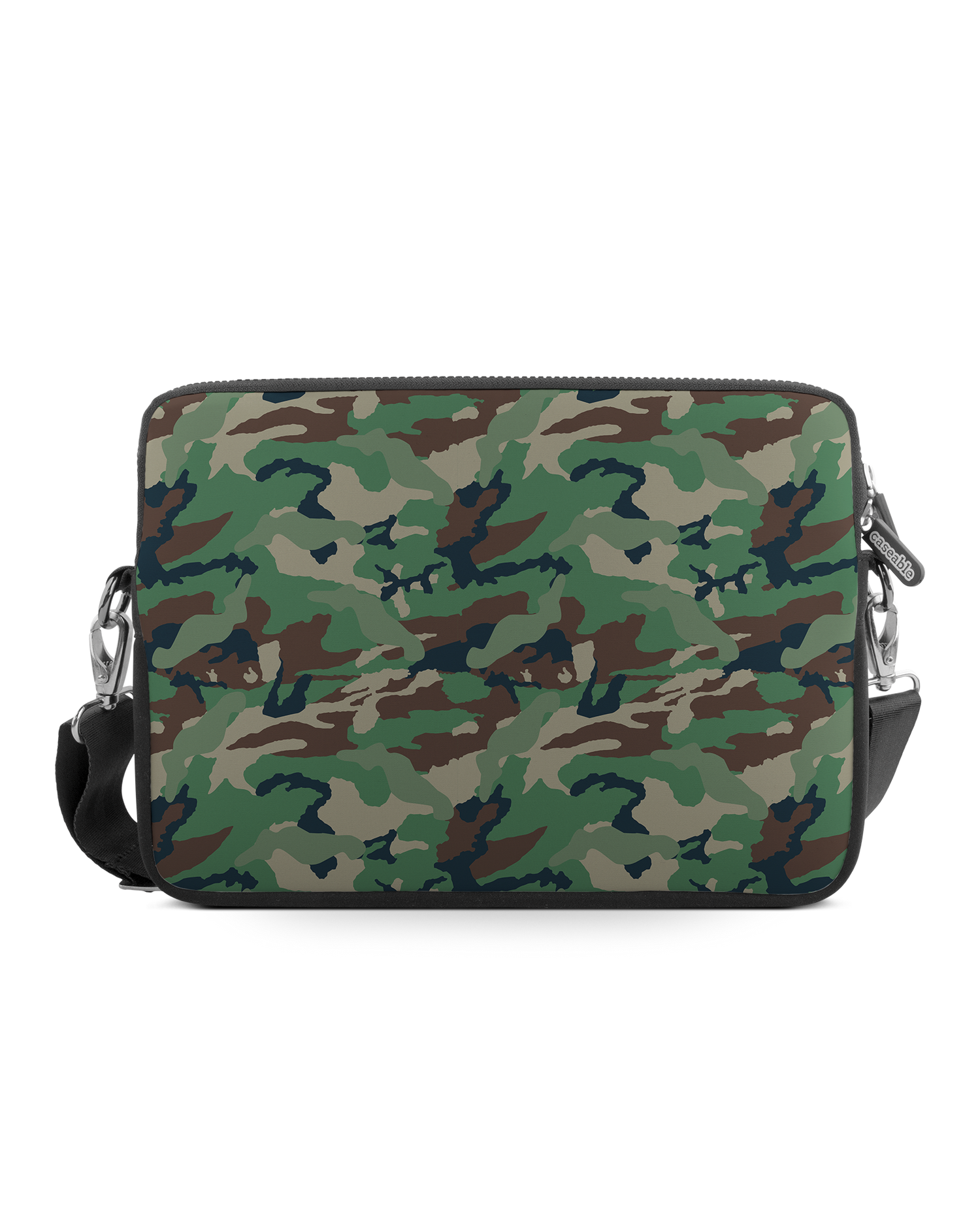 Green and Brown Camo Premium Laptop Bag 13 inch: Front View
