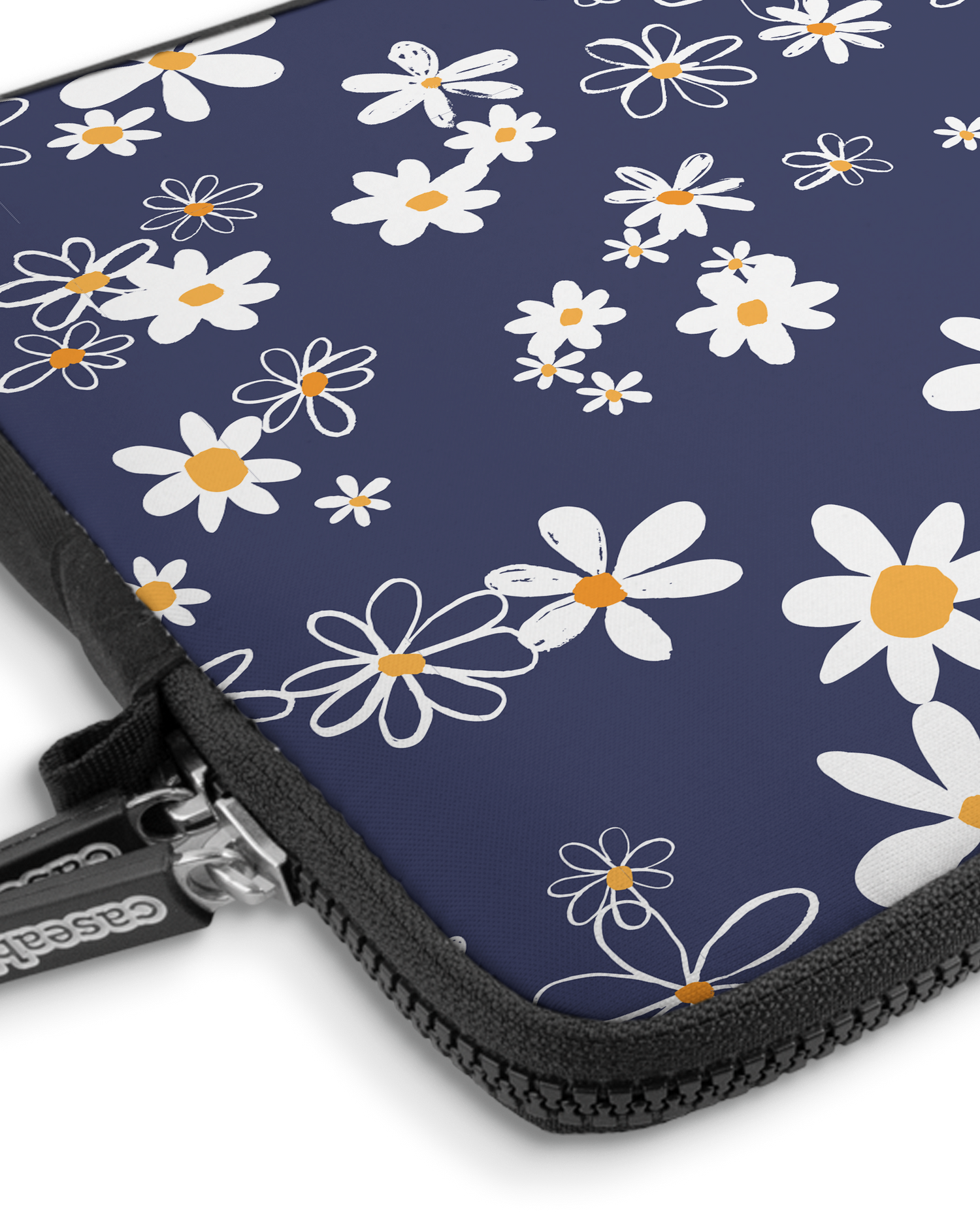 Navy Daisies Premium Laptop Bag 13 inch with device inside