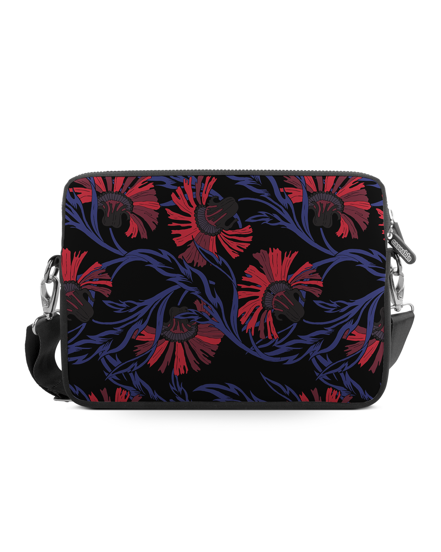 Midnight Floral Premium Laptop Bag 13 inch: Front View