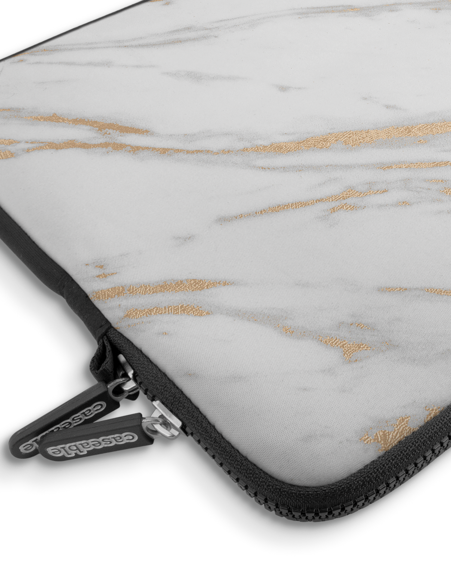 Gold Marble Elegance Premium Laptop Bag 15 inch with device inside