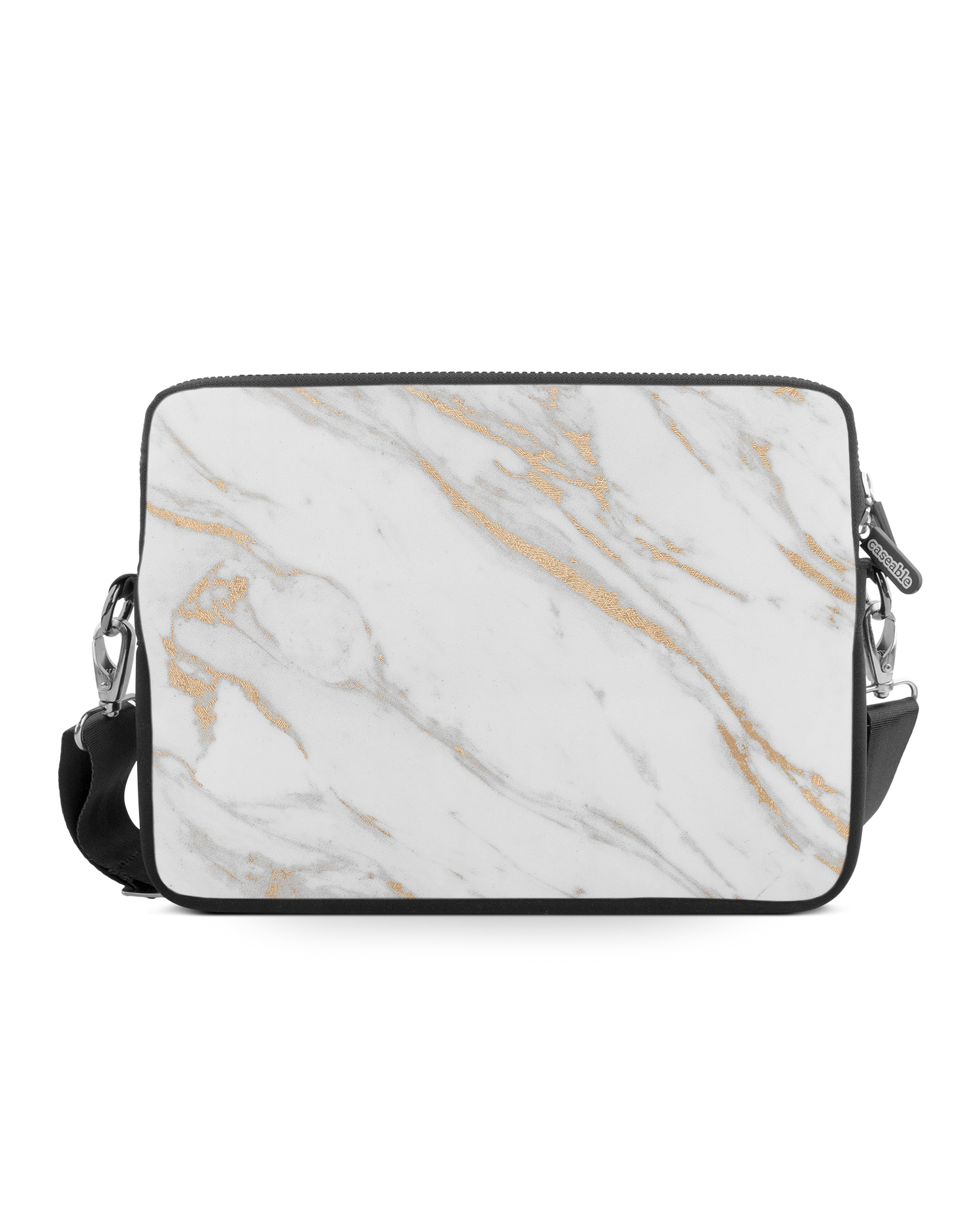 Gold Marble Elegance Premium Laptop Bag 15 inch: Front View
