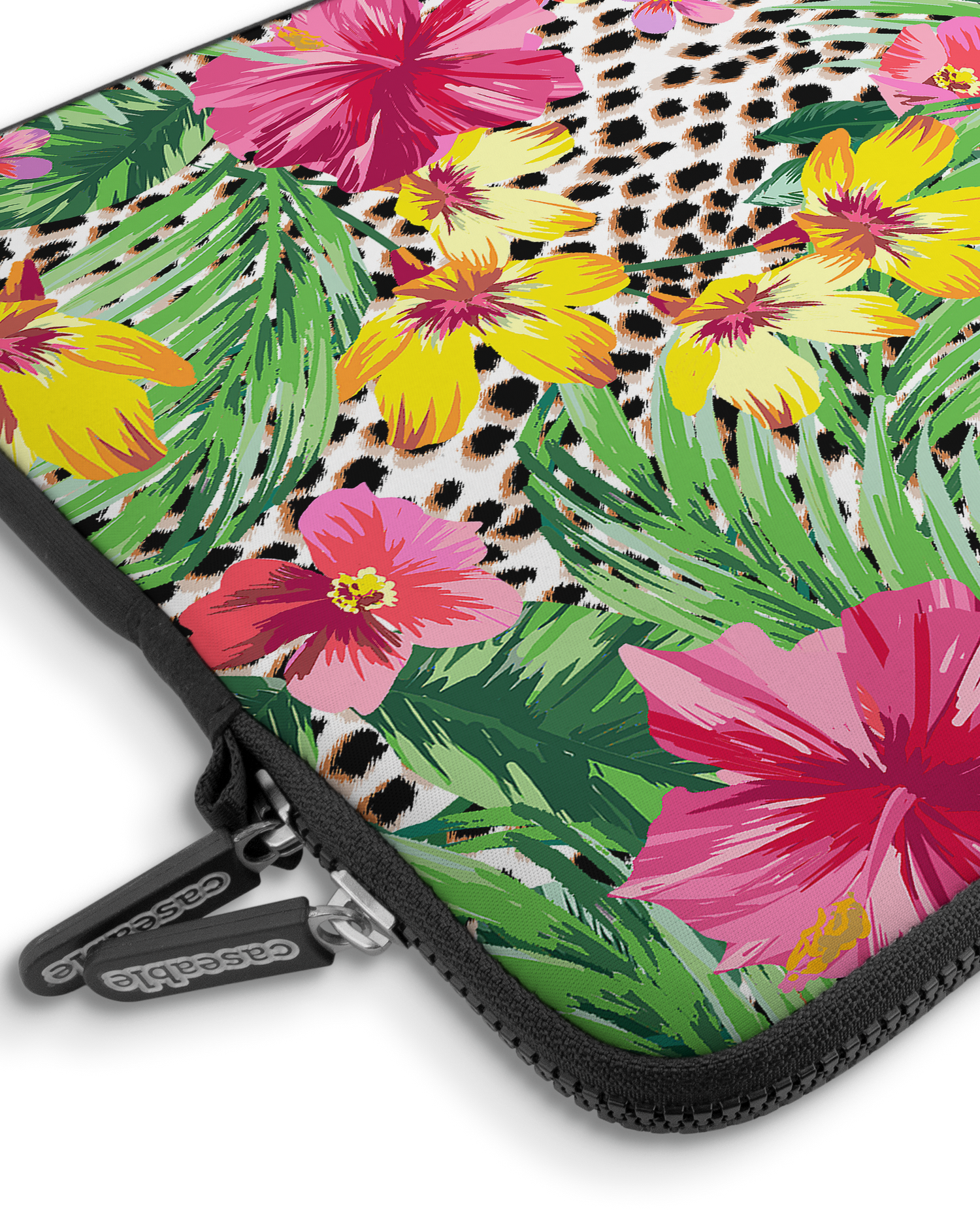 Tropical Cheetah Premium Laptop Bag 15 inch with device inside