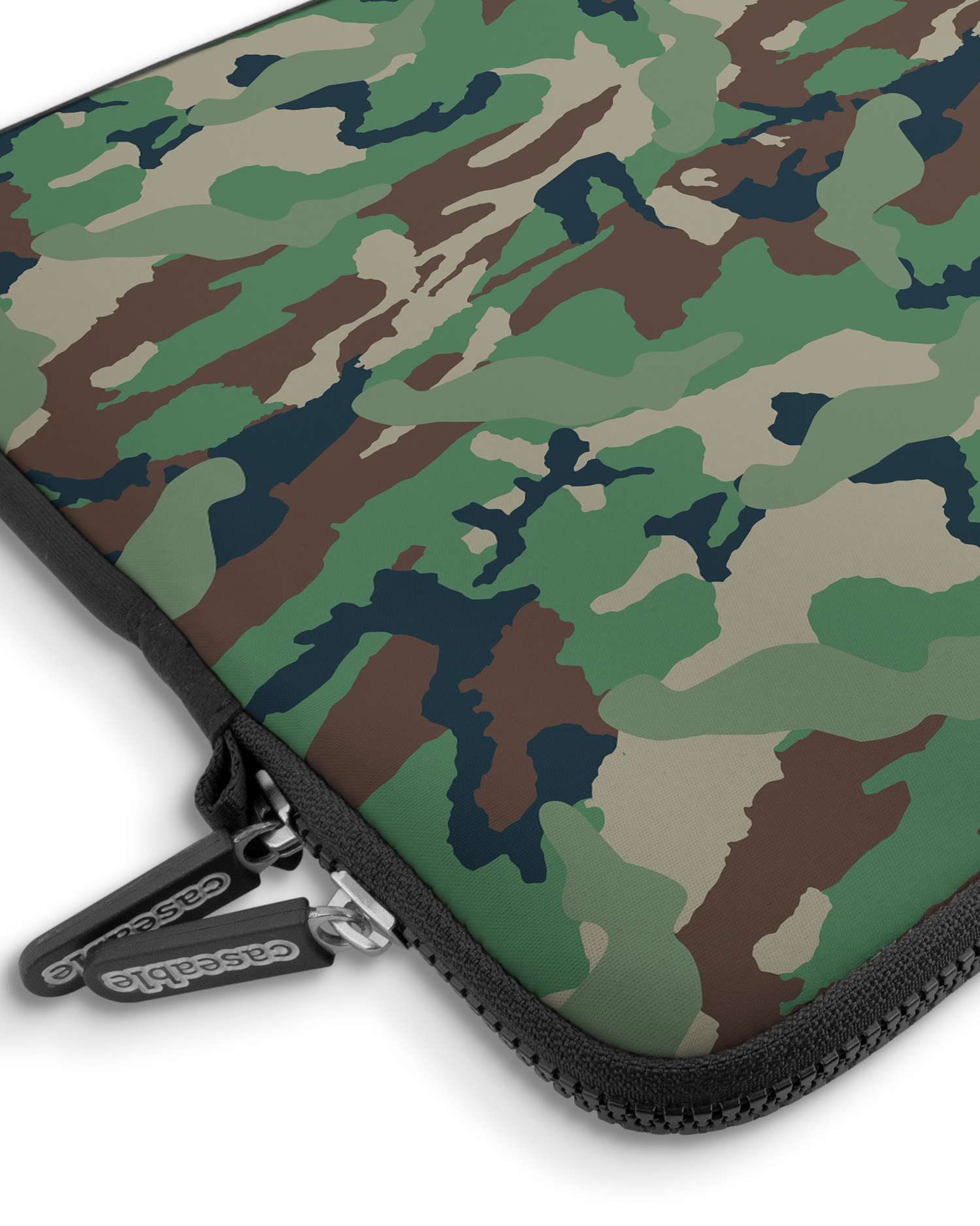 Green and Brown Camo Premium Laptop Bag 15 inch with device inside