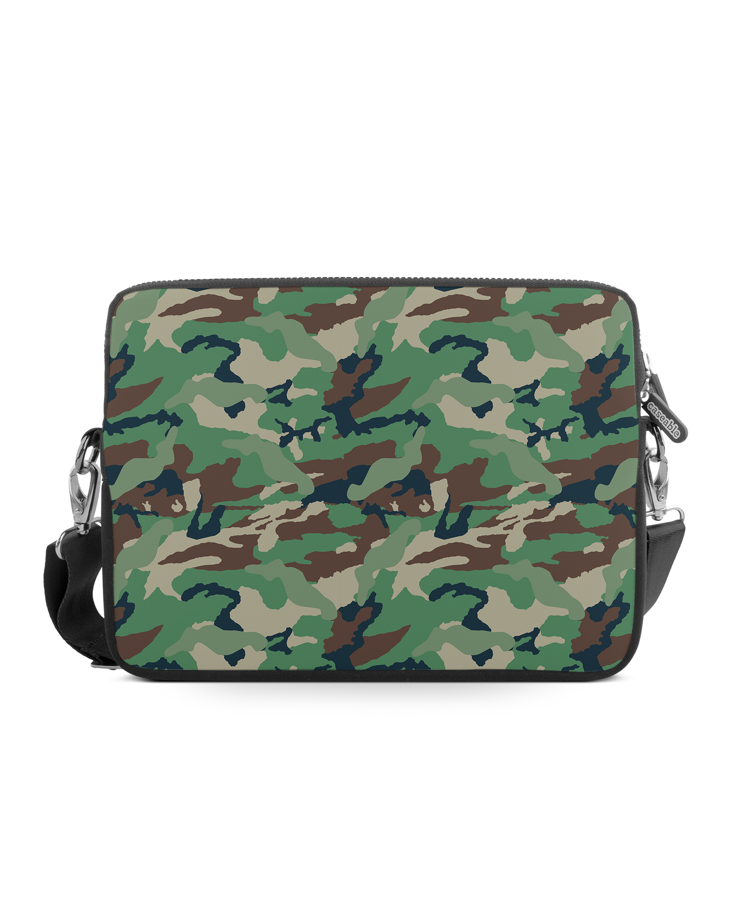 Green and Brown Camo Premium Laptop Bag 15 inch: Front View