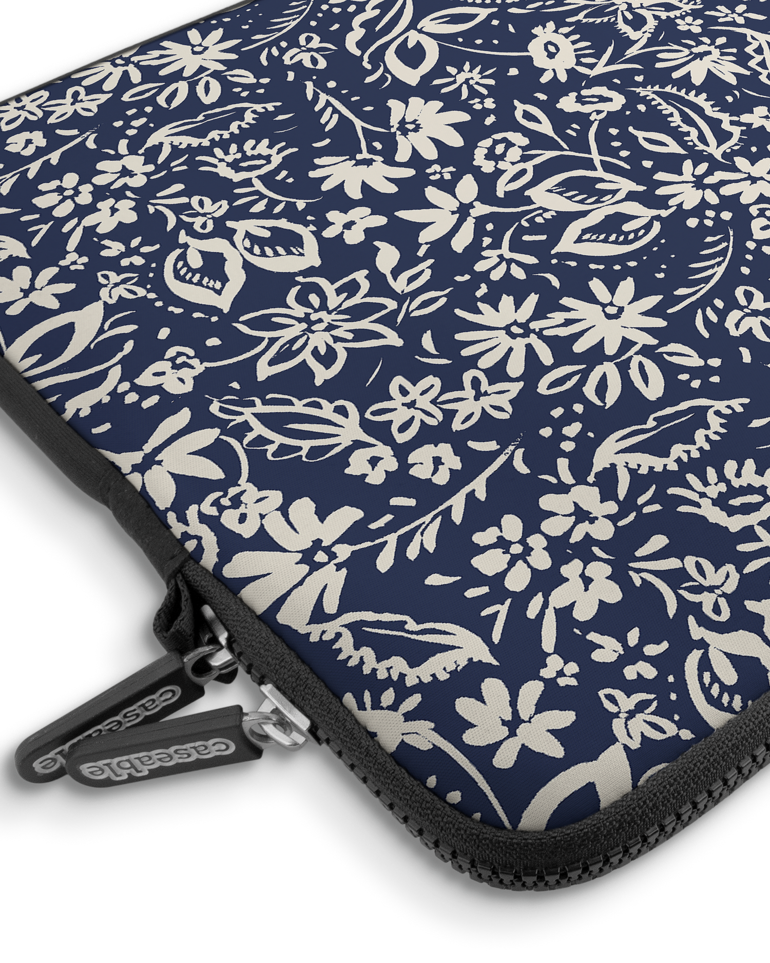 Ditsy Blue Paisley Premium Laptop Bag 15 inch with device inside
