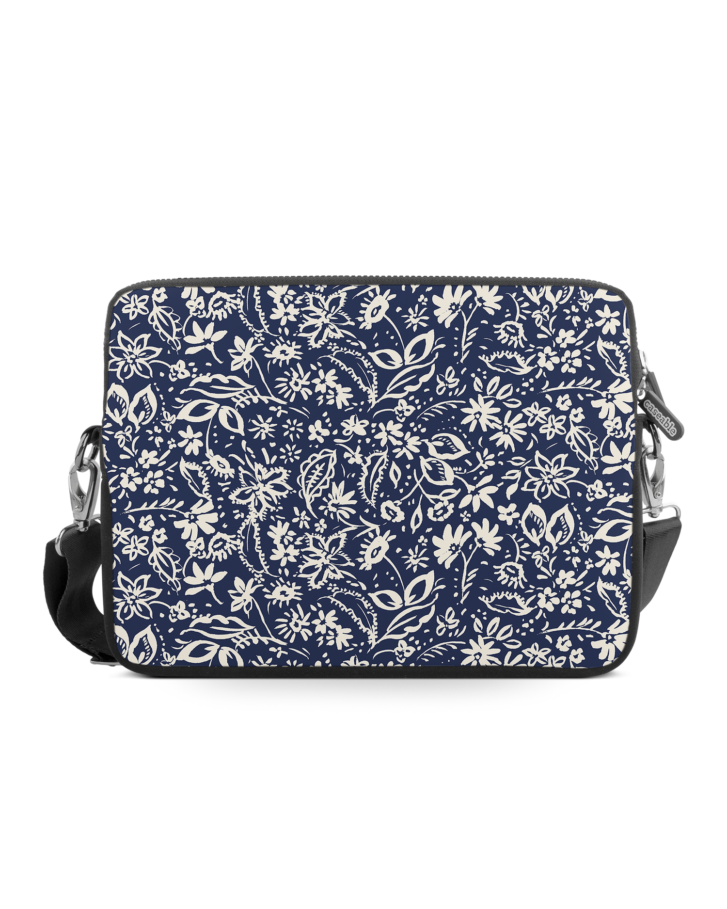 Ditsy Blue Paisley Premium Laptop Bag 15 inch: Front View