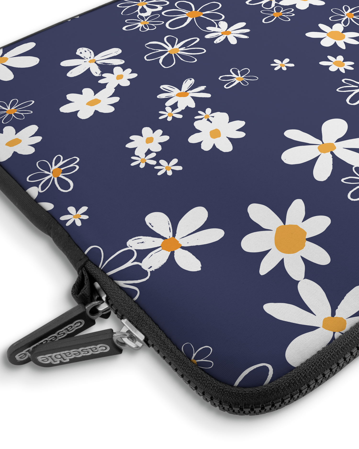 Navy Daisies Premium Laptop Bag 15 inch with device inside